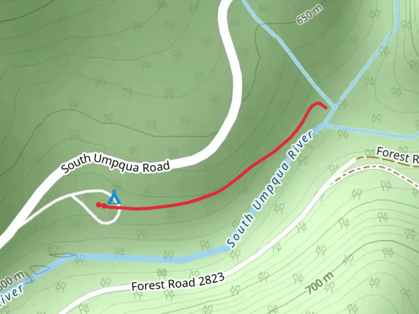 An image depicting the trail Camp Comfort Trail and its surrounding area.