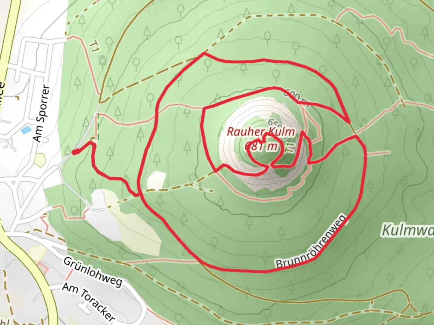 An image depicting the trail Burgstall and Rauher Kulm Loop and its surrounding area.