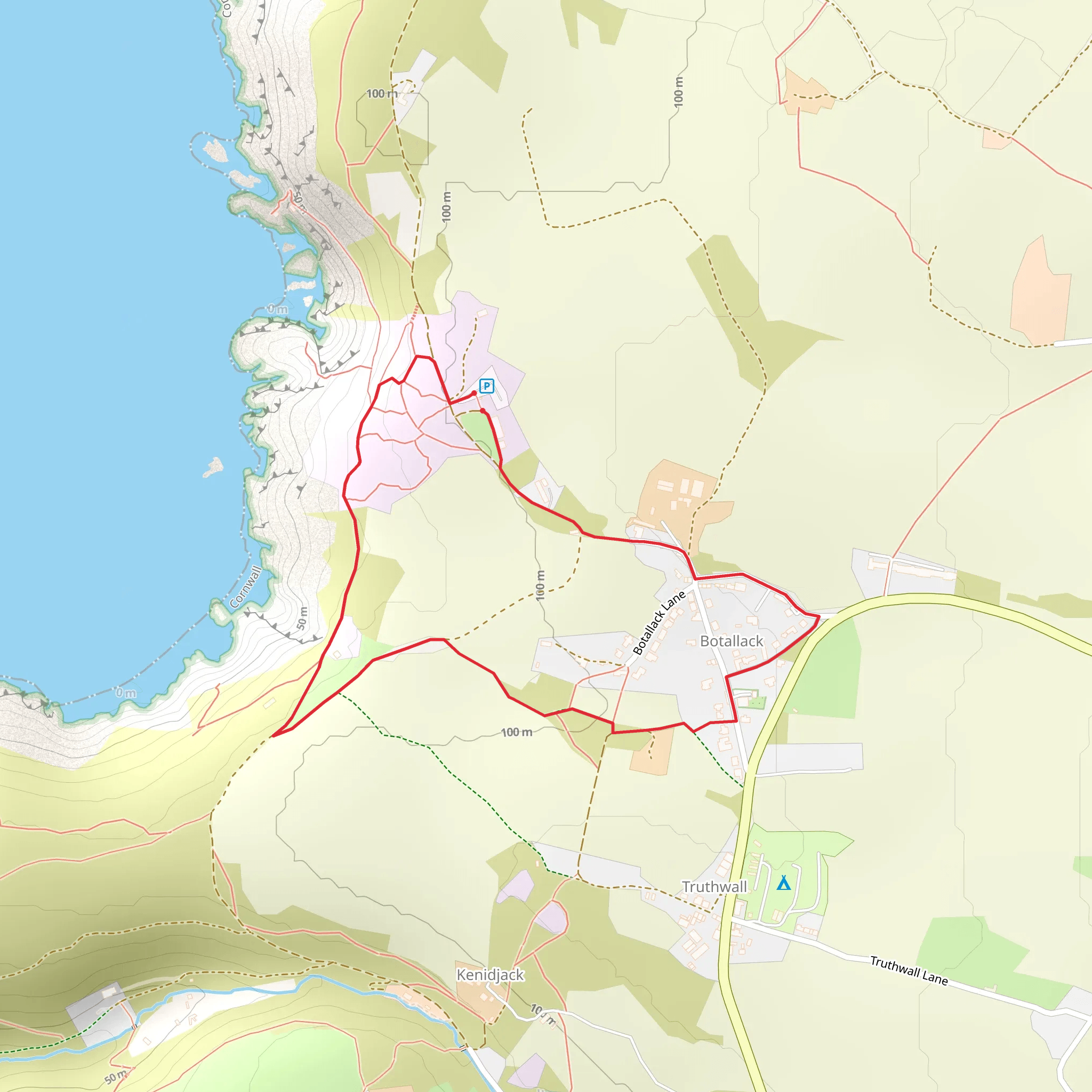 Botallack Mine Loop mobile static map