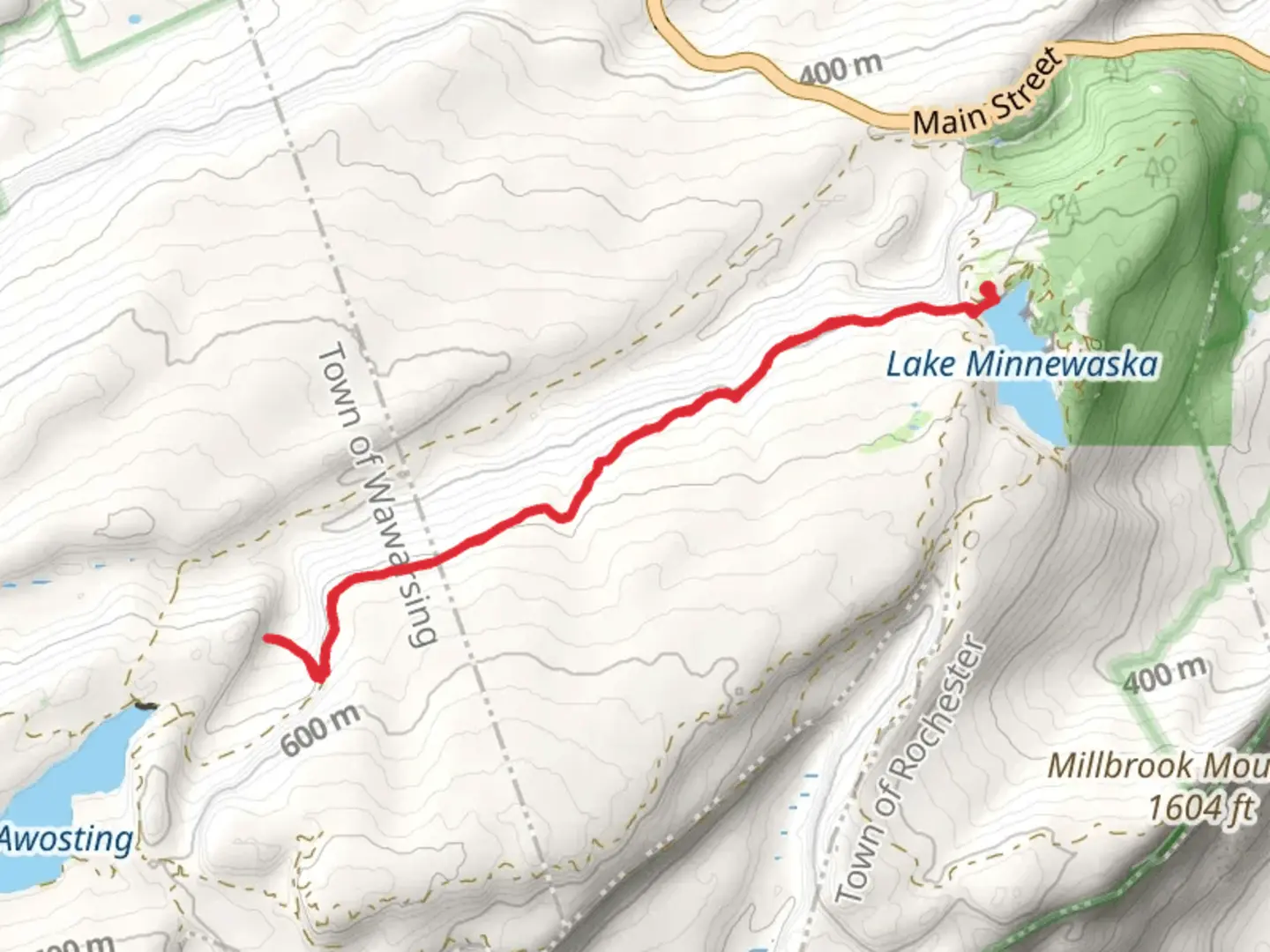 An image depicting the trail Upper Awosting Carriageway Trail and its surrounding area.