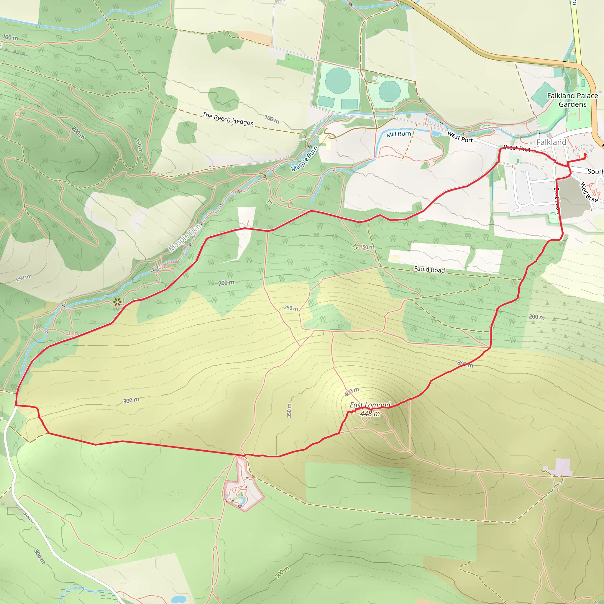 Falkland Hill from Village Car Park mobile static map