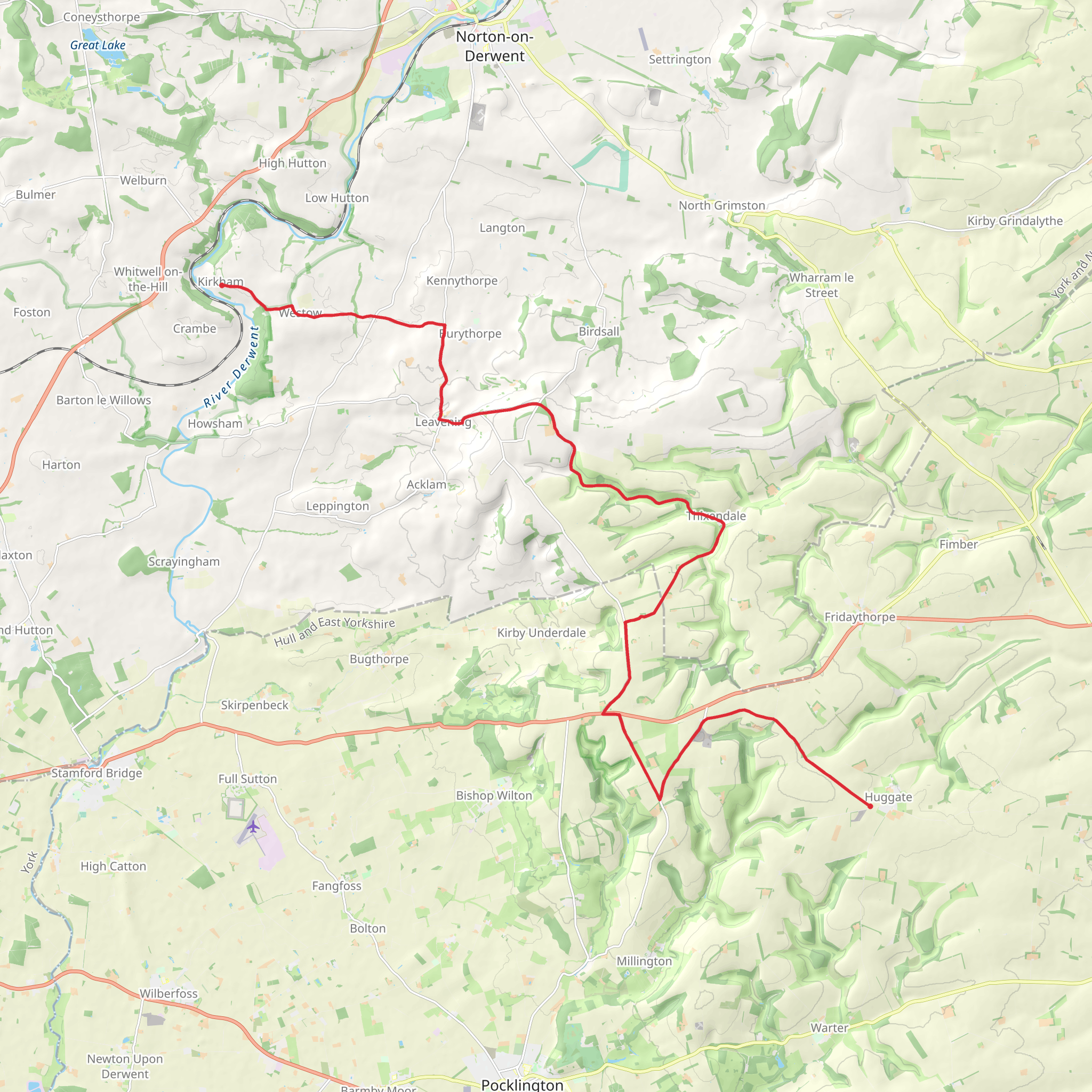 Kirkham to Huggate Walk mobile static map