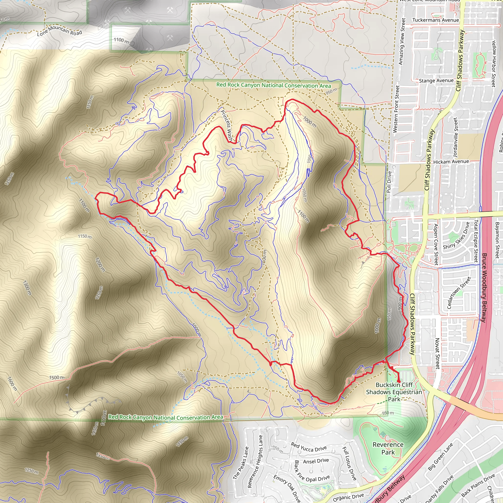 Black friday and Gilmore Cliff Shadows Loop mobile static map