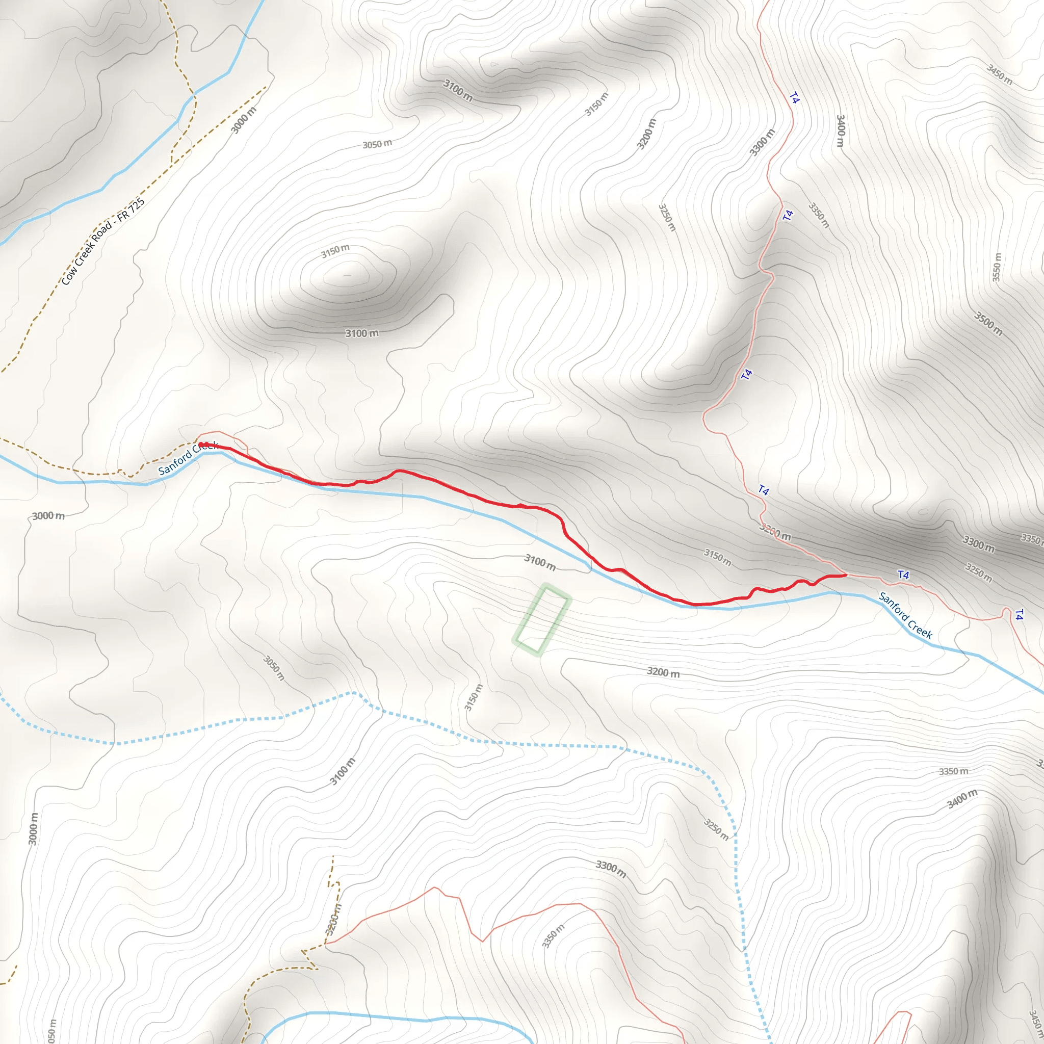 Sanford Creek Trail mobile static map