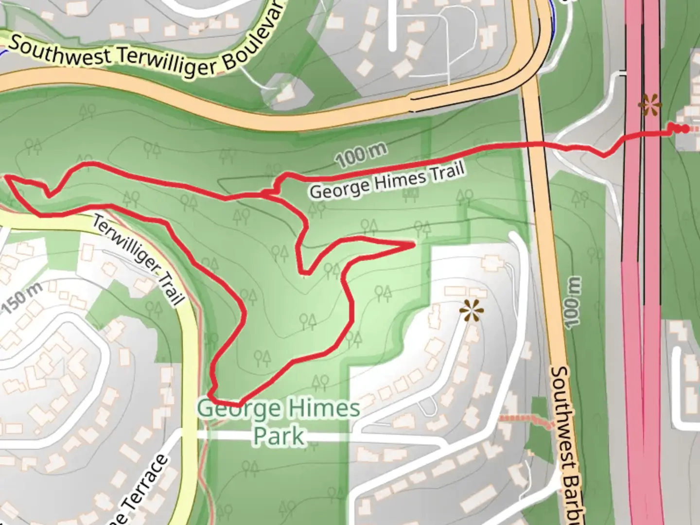 An image depicting the trail George Himes Trail and its surrounding area.