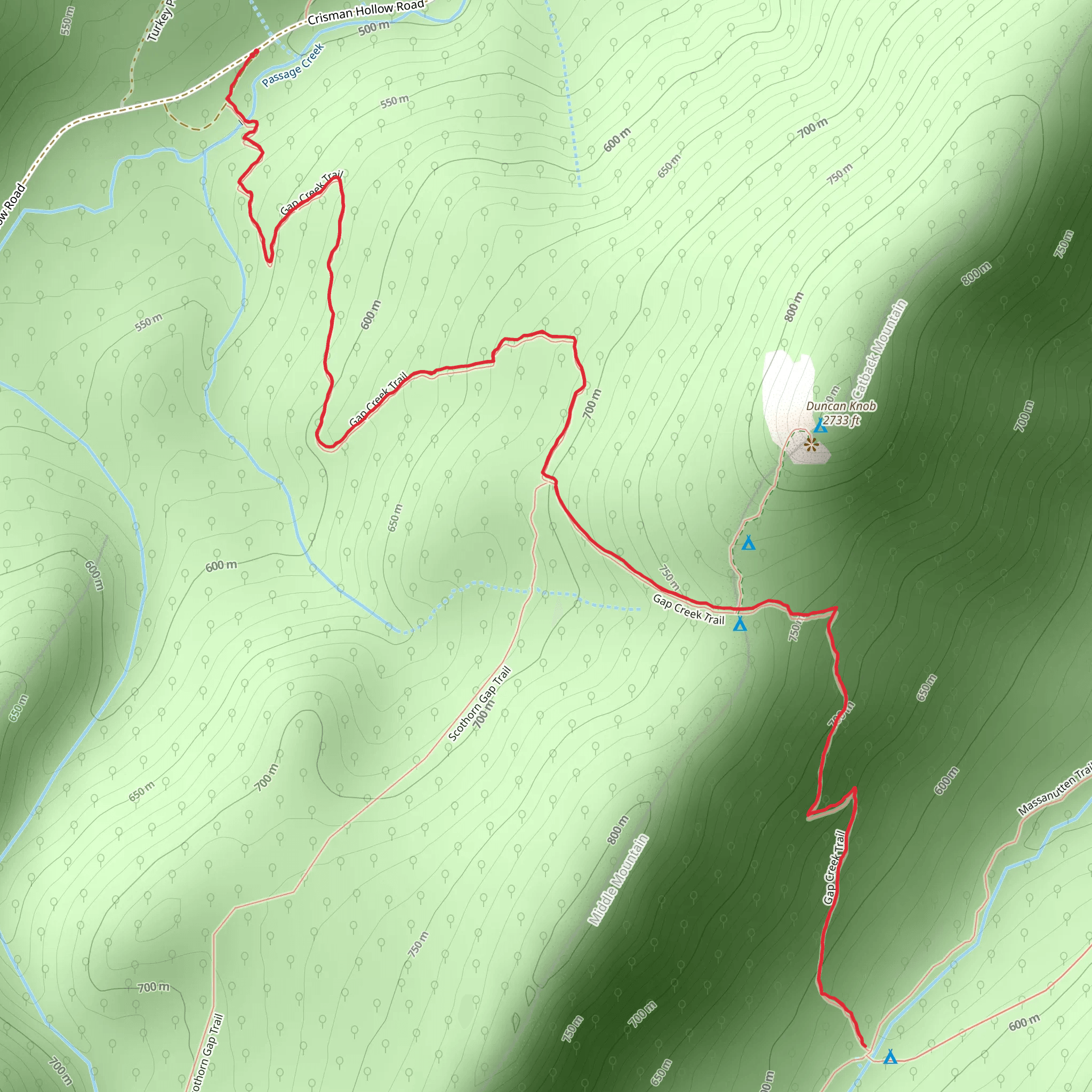 Gap Creek Trail mobile static map