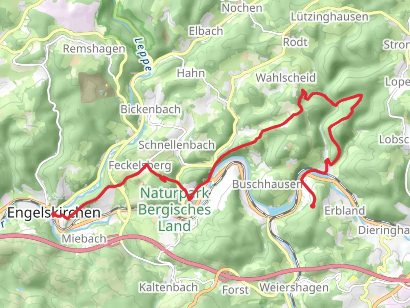 An image depicting the trail Engelskirchen to Osberghausen Walk and its surrounding area.
