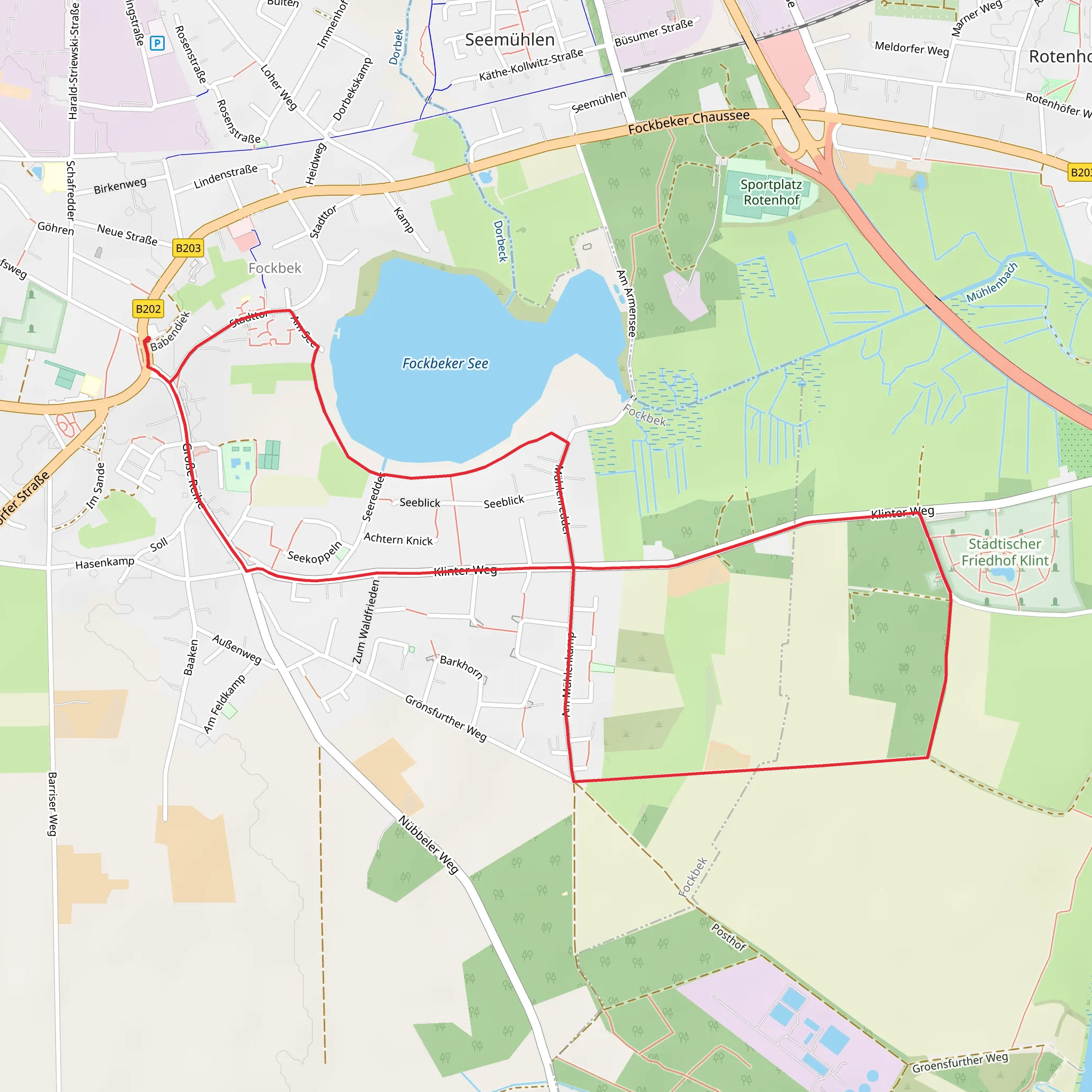 Fockbeker See via Rundweg Klint mobile static map