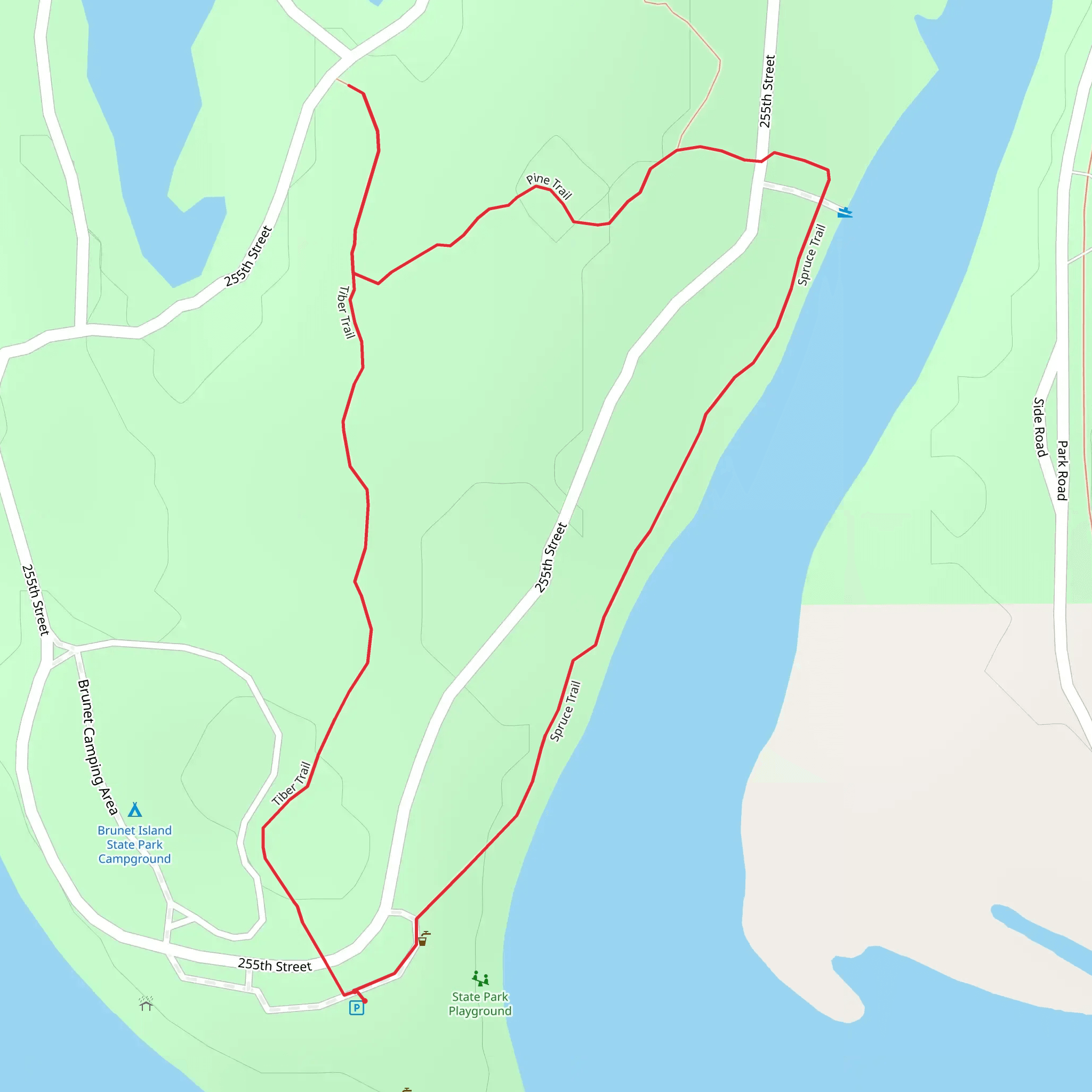 Spruce Trail and Tiber Loop Trail mobile static map