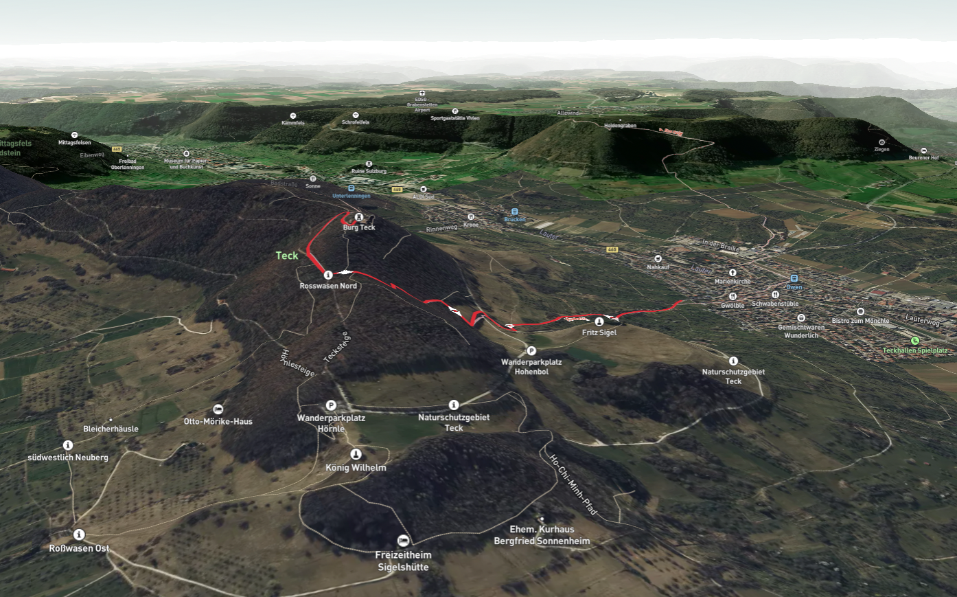 Teckberg Walk via Blaues Dreieck Oberboihingen Teck