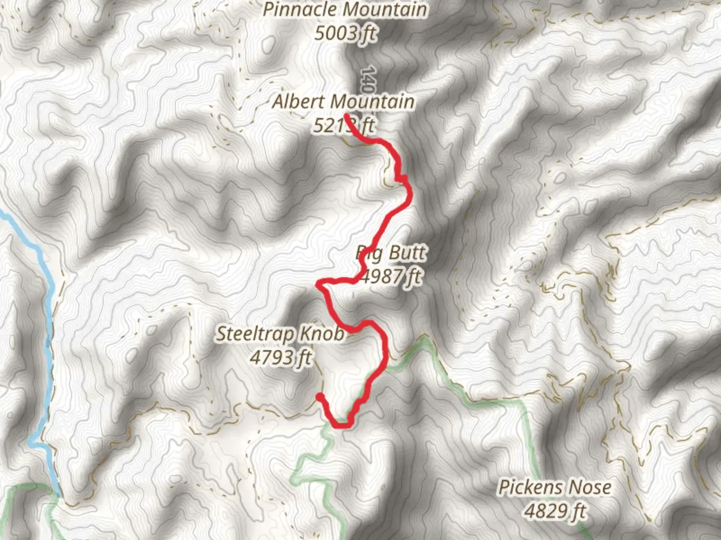 An image depicting the trail Albert Mountain via Appalachian Trail and its surrounding area.