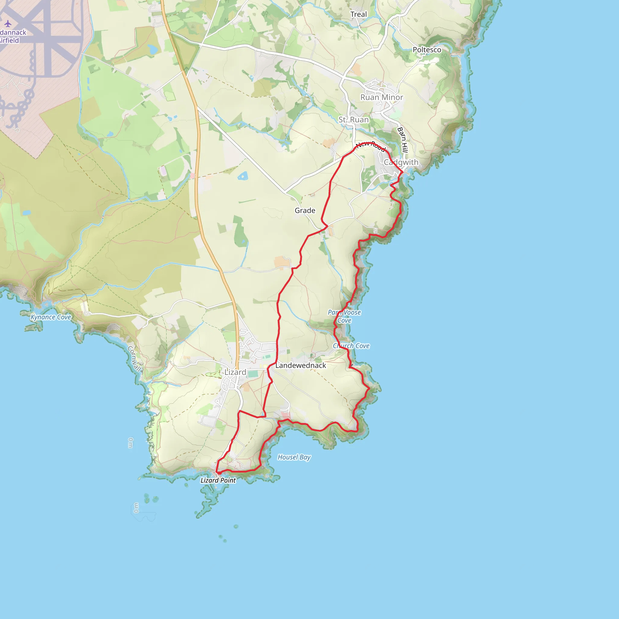 Church Cove and Cadgwith Walk mobile static map