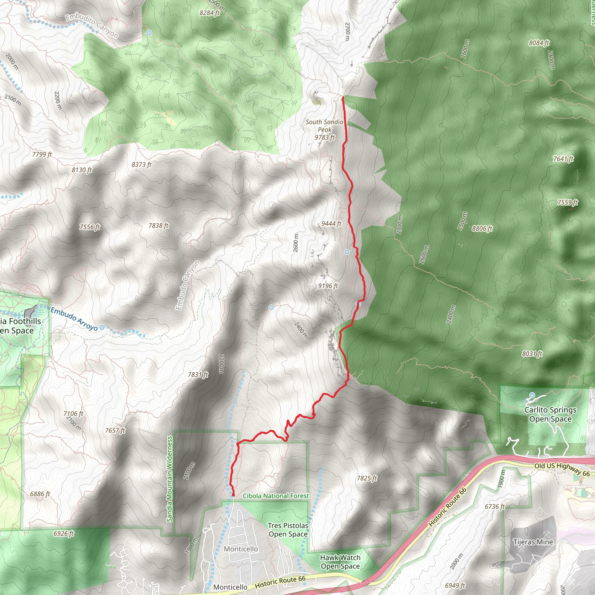 South Crest Trail - Tres Pistolas Open Space mobile static map