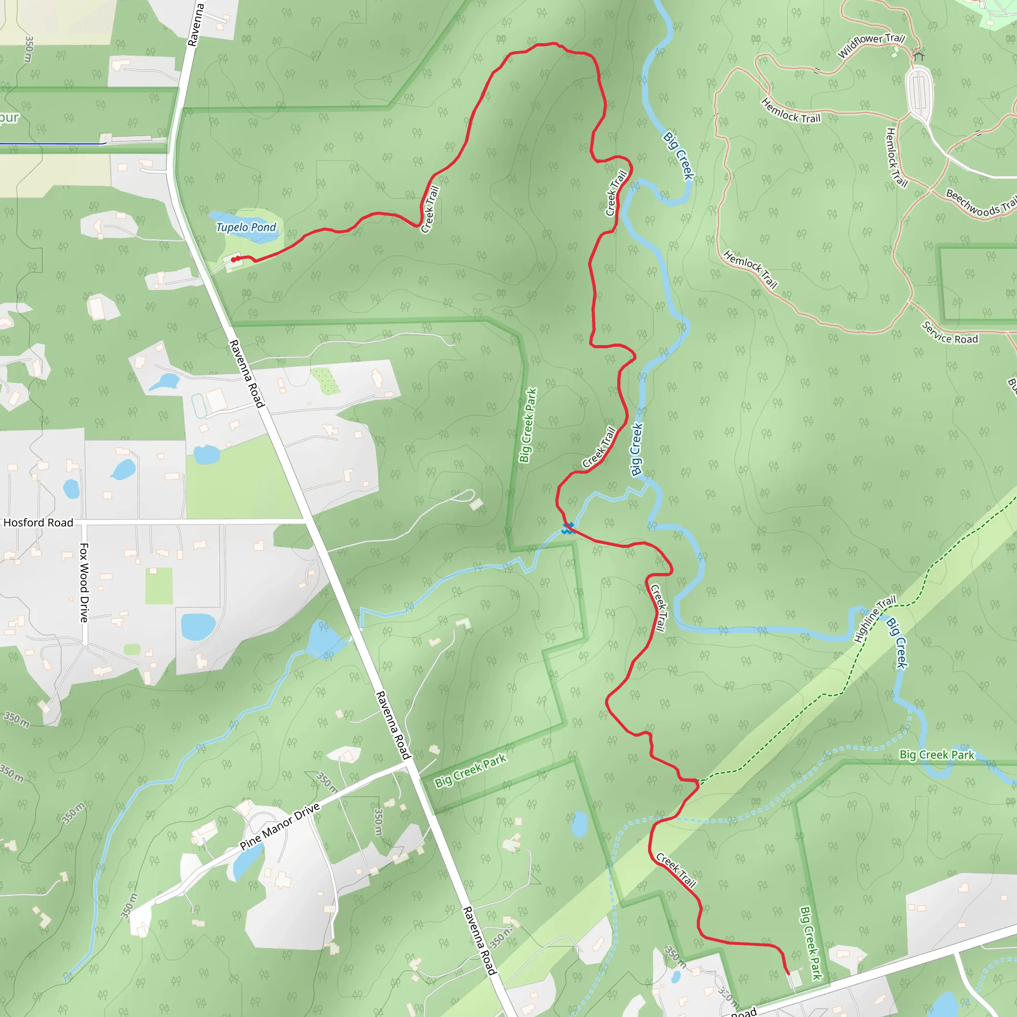 Tupelo Pond - Creek Trail mobile static map