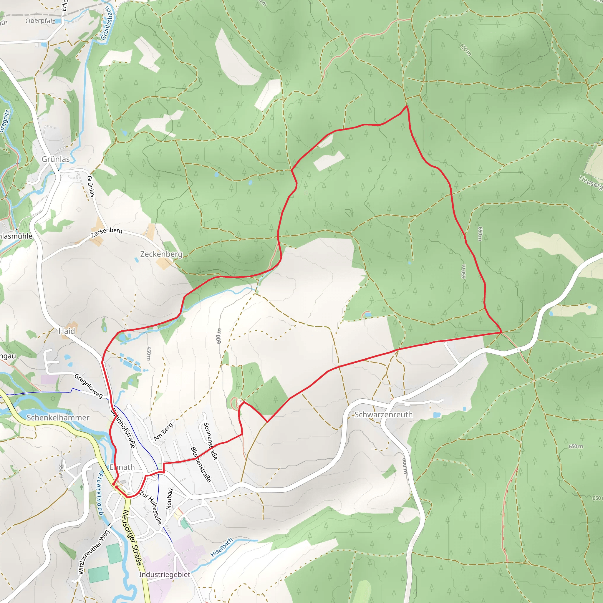 Ebnath Rundwanderweg and Neusorg Rundweg mobile static map