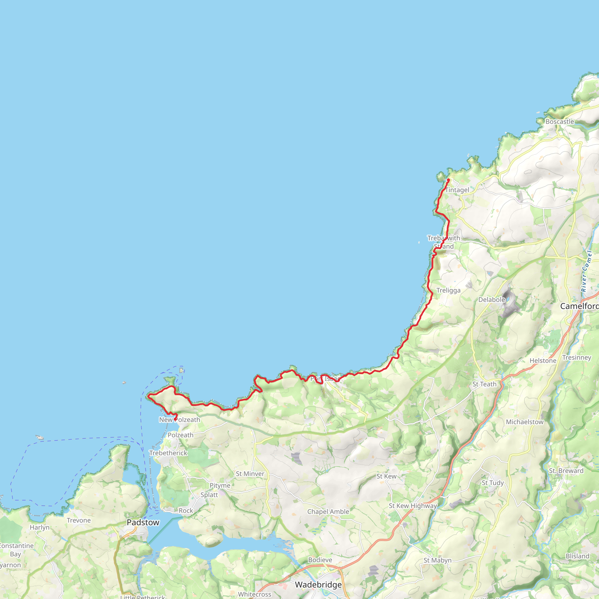 Tintagel to New Polzeath Walk mobile static map
