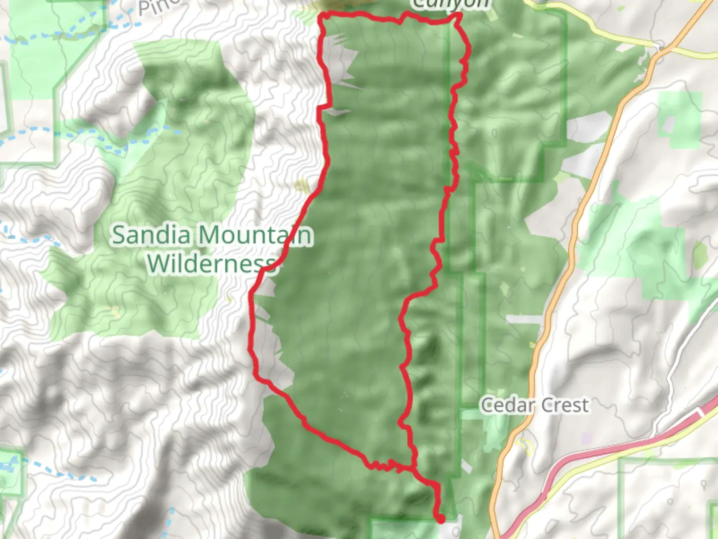 An image depicting the trail South Crest, Faulty and Cienega Loop Trail and its surrounding area.