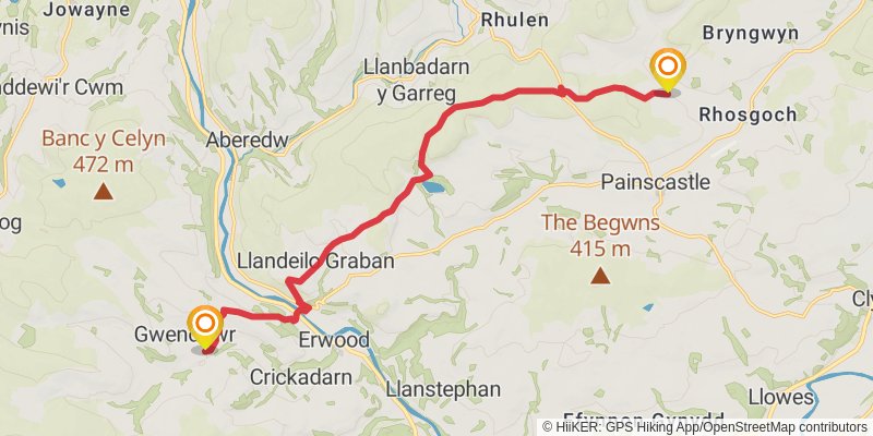 Libanus to Lloyney Walk stage 3 Map