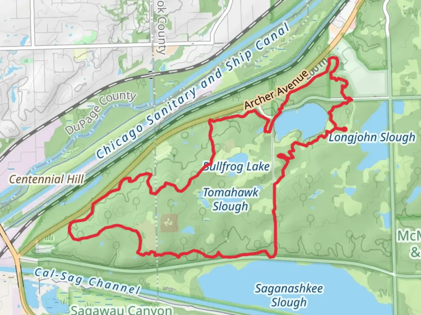 An image depicting the trail Maple Lake, Bullfrog Lake and Tomahawk Slough Loop and its surrounding area.