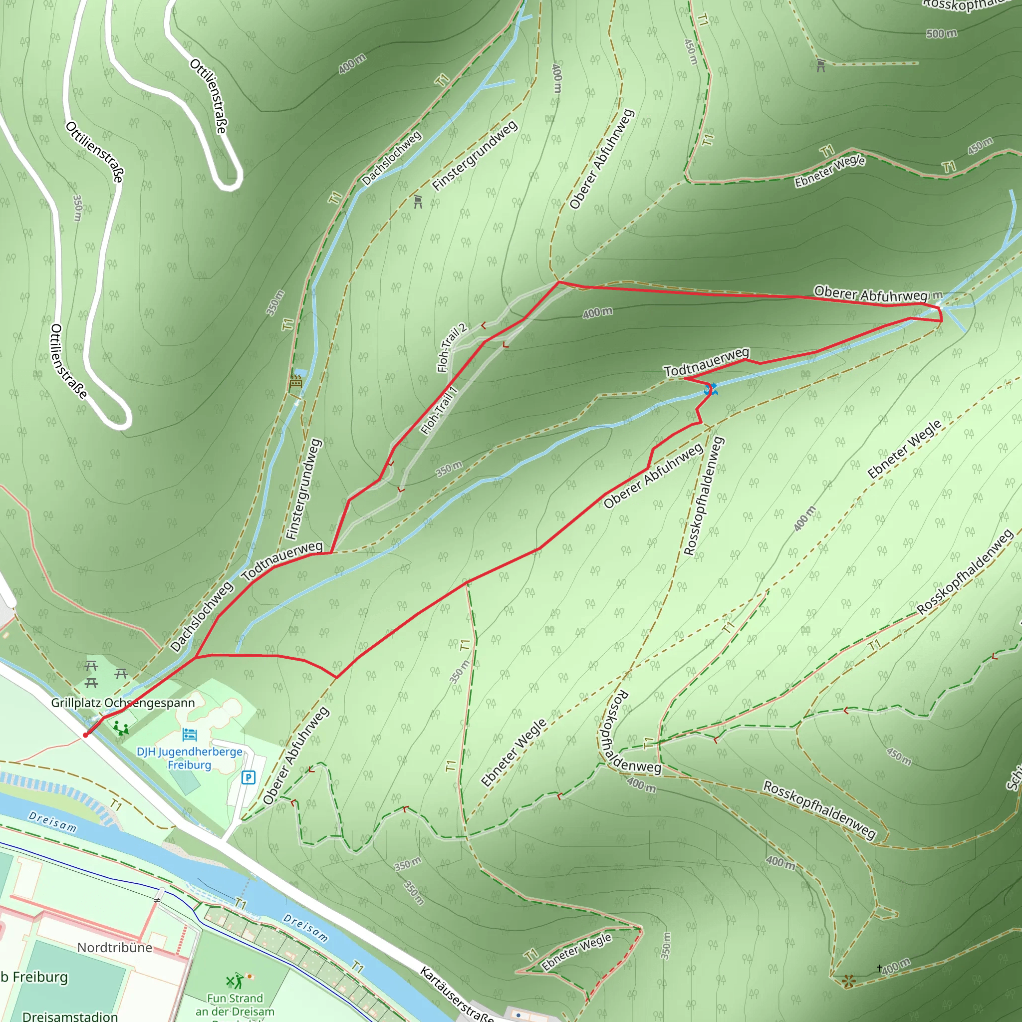 Oberer Abfuhrweg and Floh-Trails Loop mobile static map