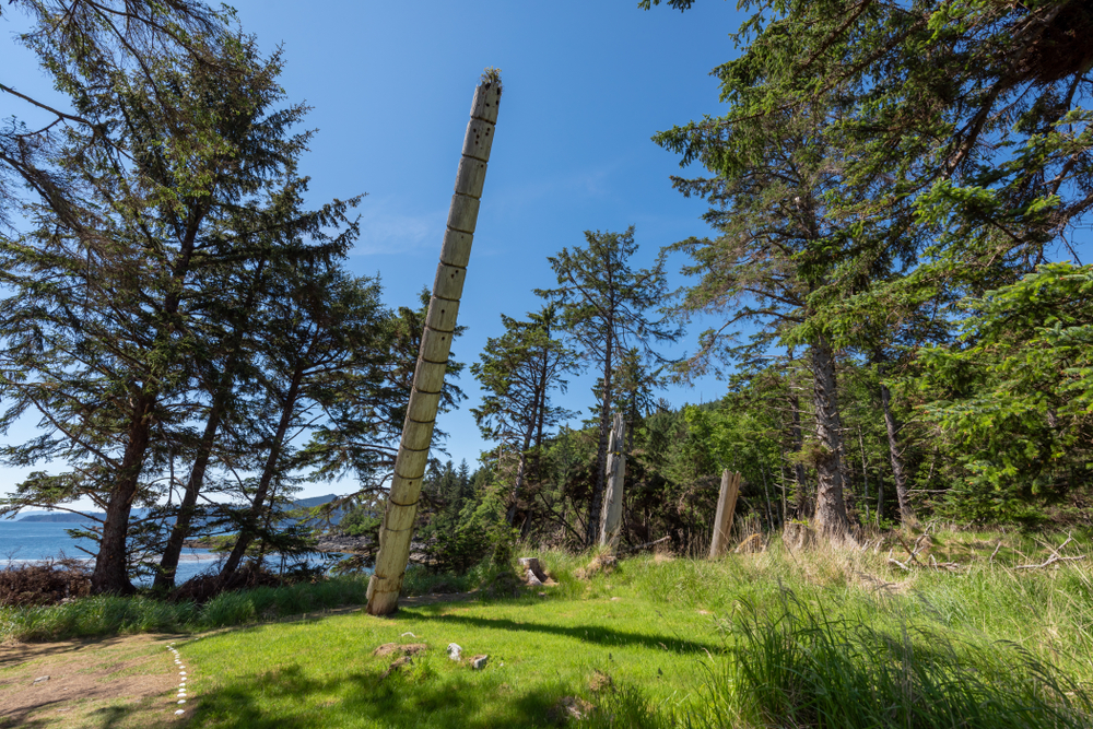 An image depicting the trail Gwaii Haanas National Park Reserve of Canada And Haida Heritage Site and its surrounding area.