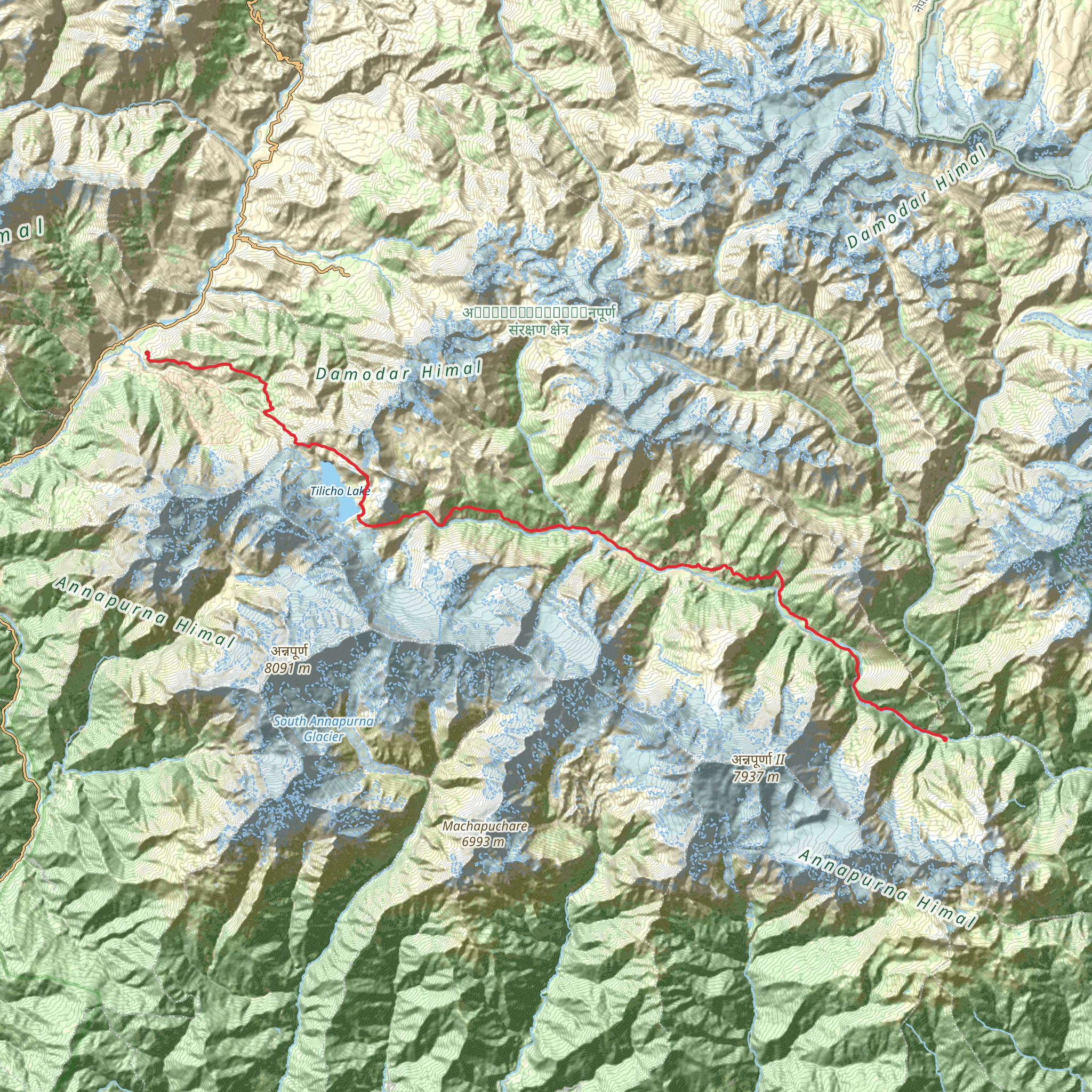Tilicho Trek mobile static map