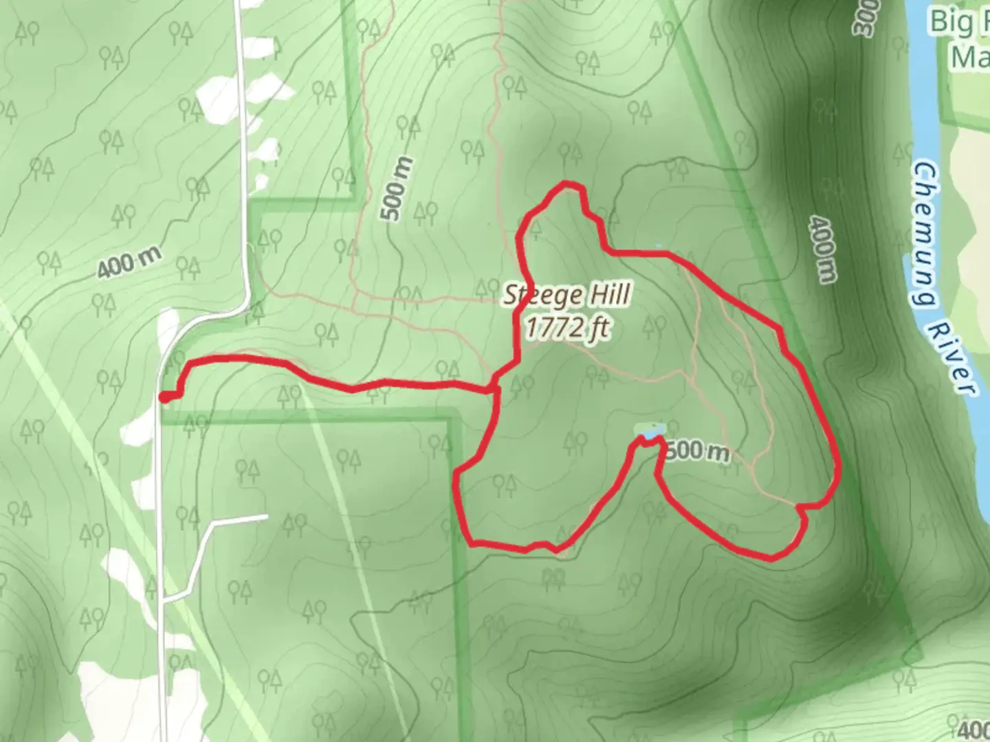 An image depicting the trail Steege Hill Loop Trail and its surrounding area.