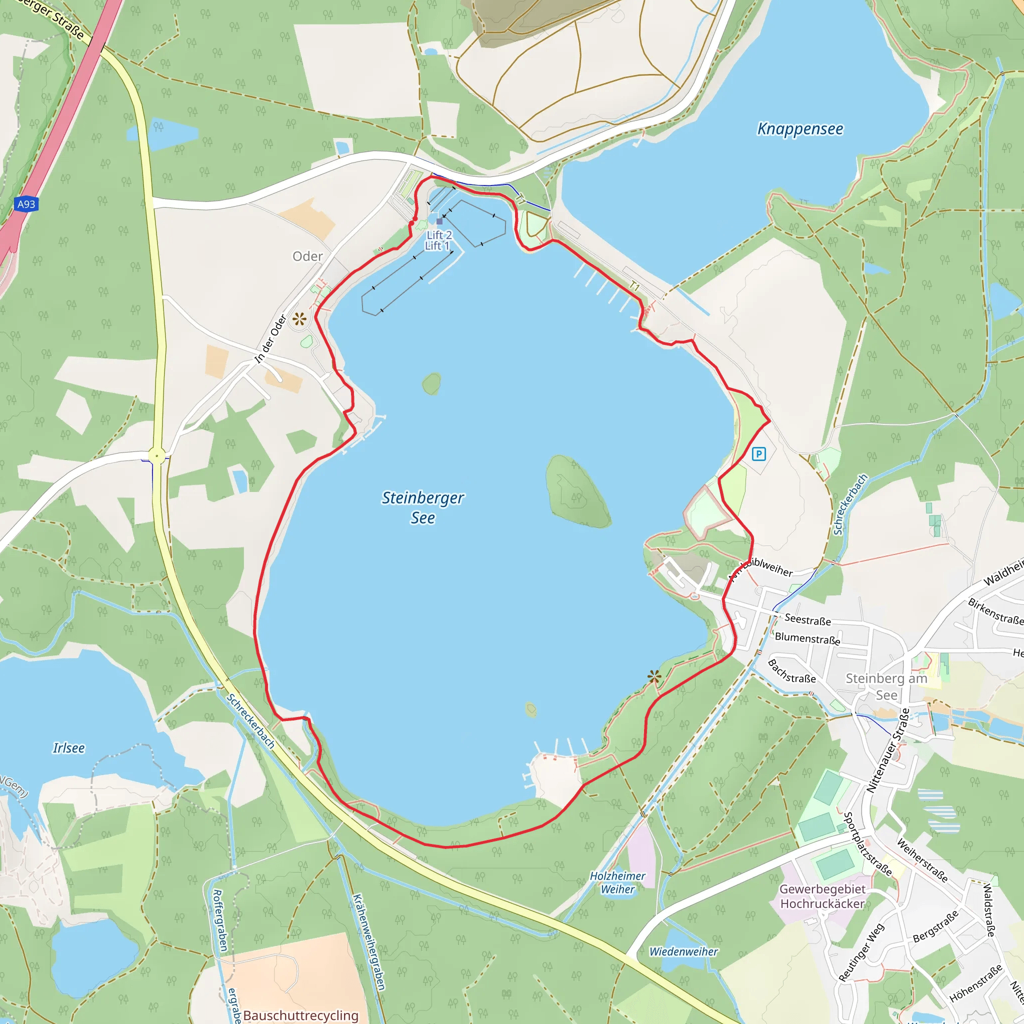 Steinberger See Loop via Schwandorfer Panoramaweg mobile static map