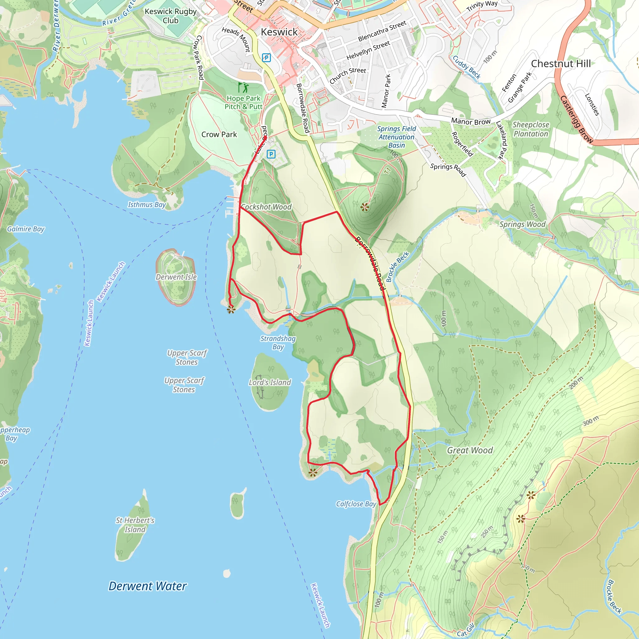 Keswick to Calfclose Bay Circular Walk mobile static map