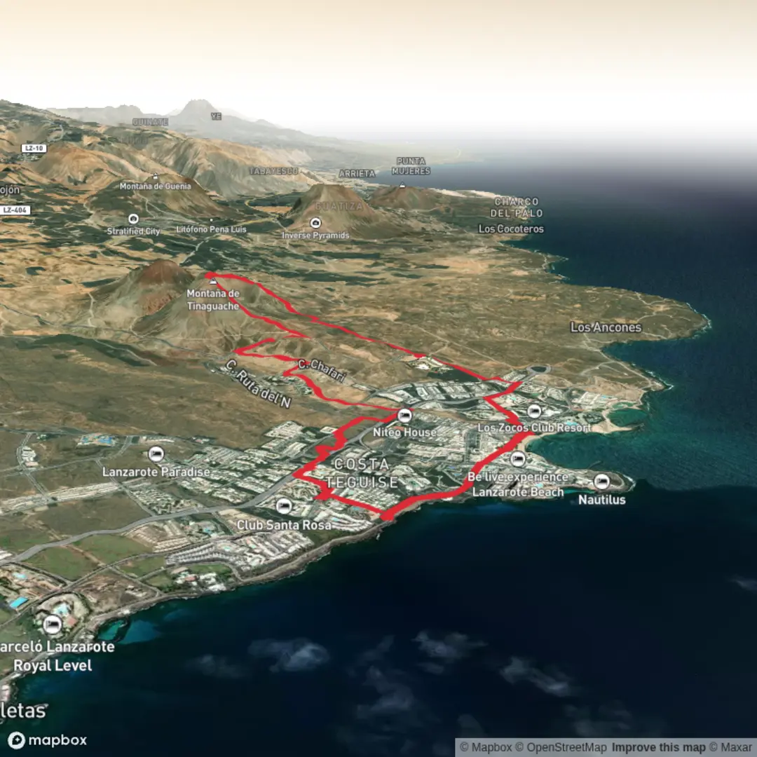 An image depicting the trail Lanzarote - Costa Teguise Hike and its surrounding area.