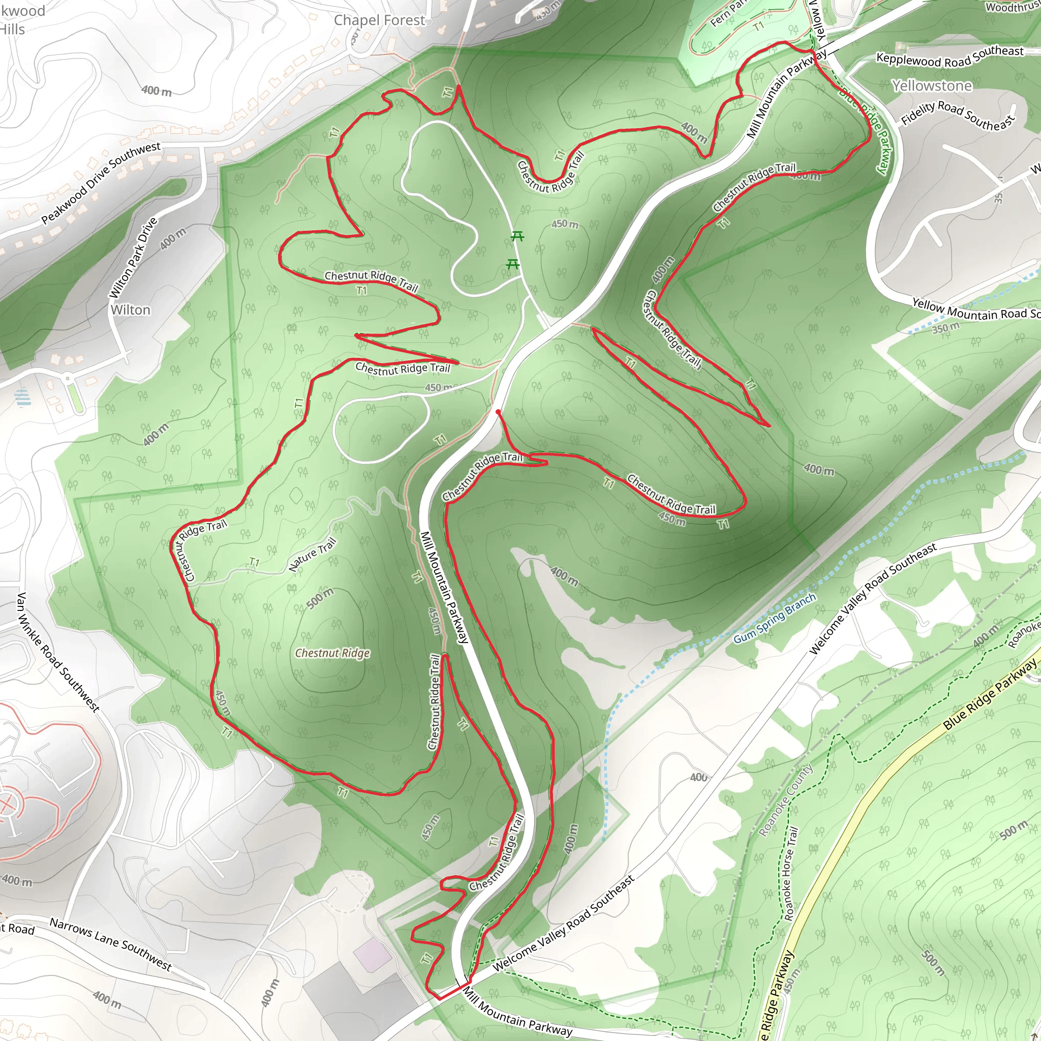 Chestnut Ridge Loop mobile static map
