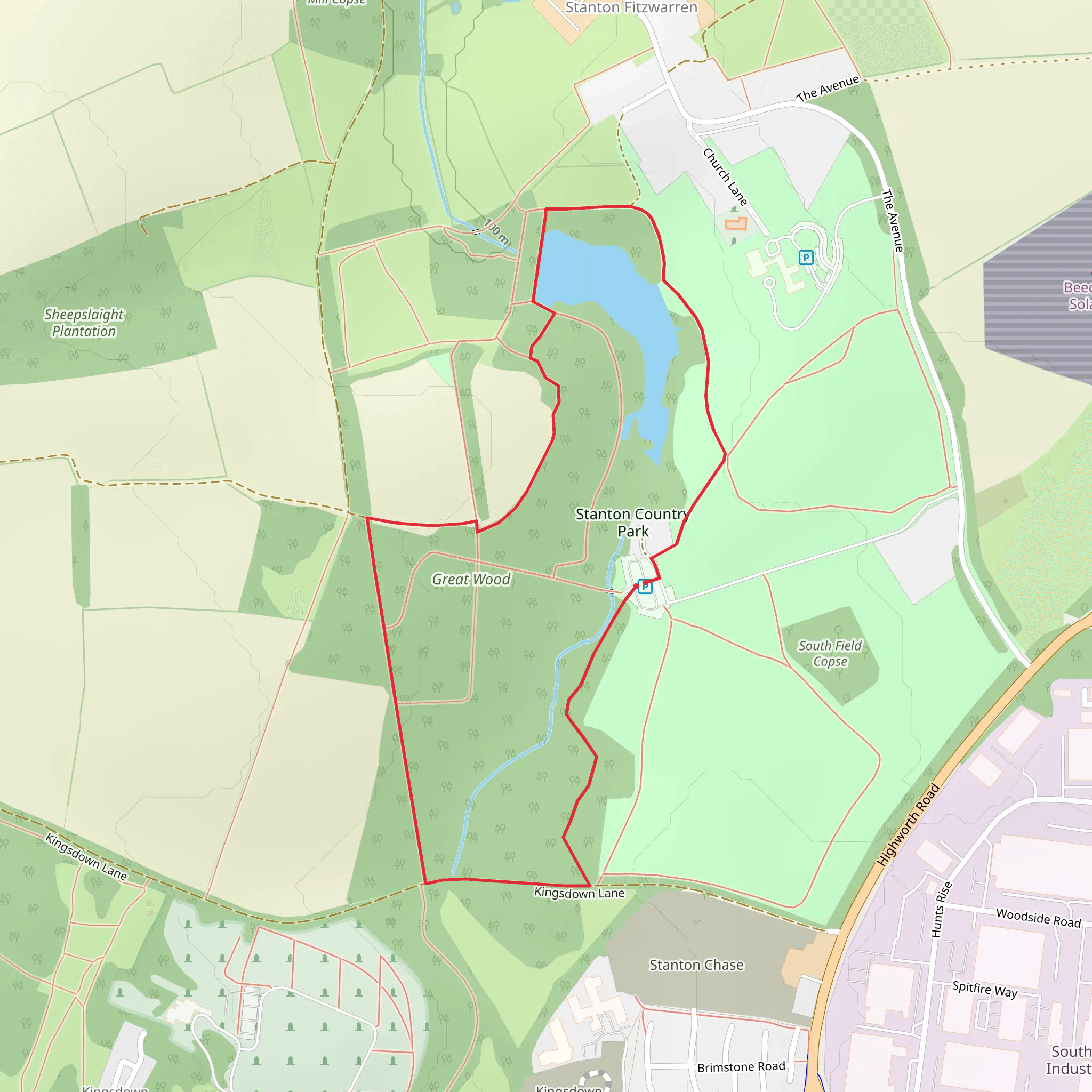 Stanton Country Park and Great Wood Loop mobile static map