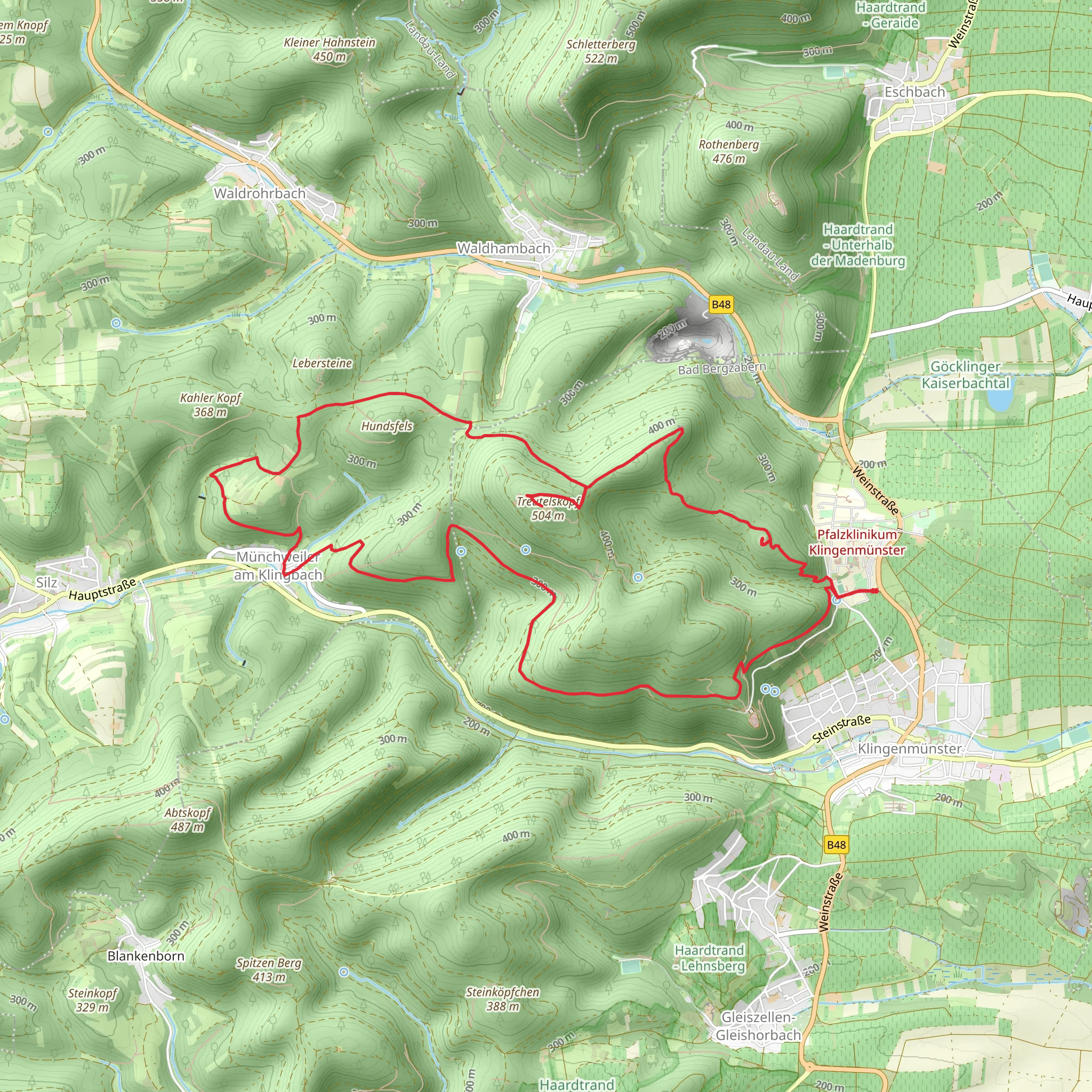 Treutelskopf Loop via August Becker Weg mobile static map