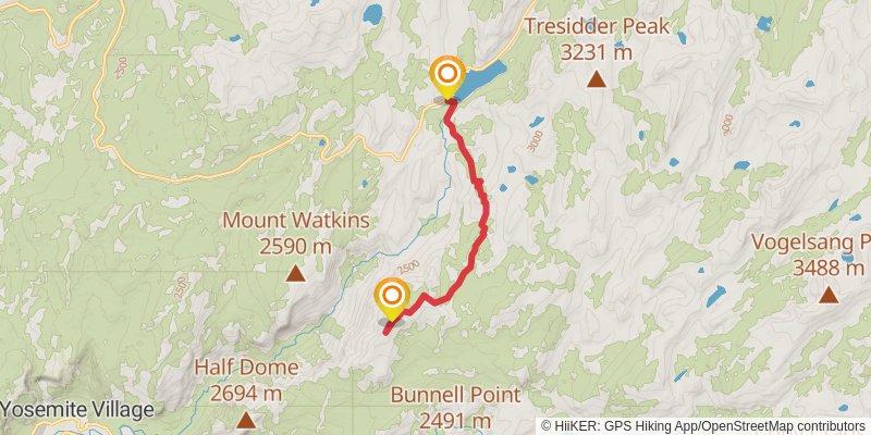 Clouds Rest Trail stage 2 Map