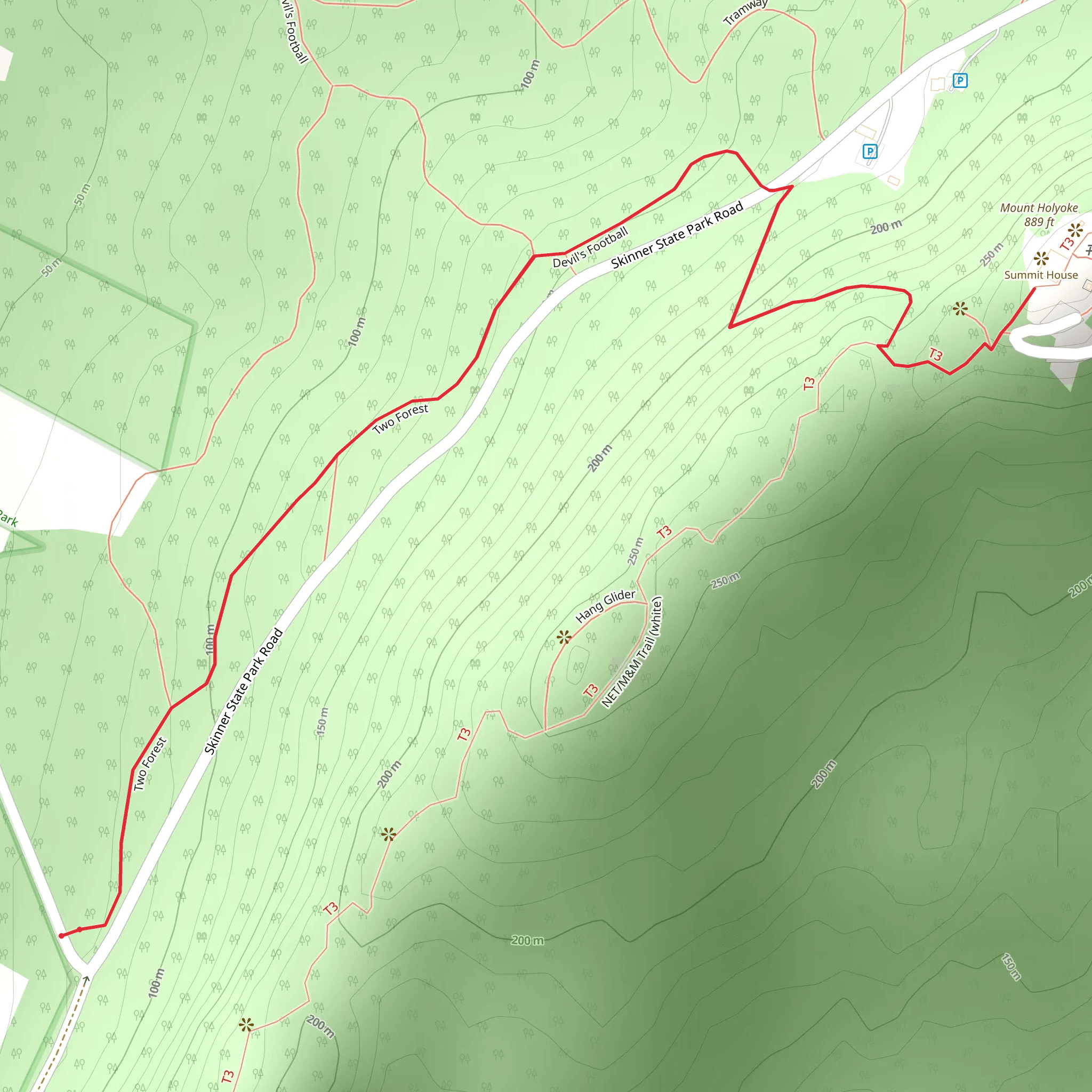 Mount Holyoke via Two Forest Trail mobile static map