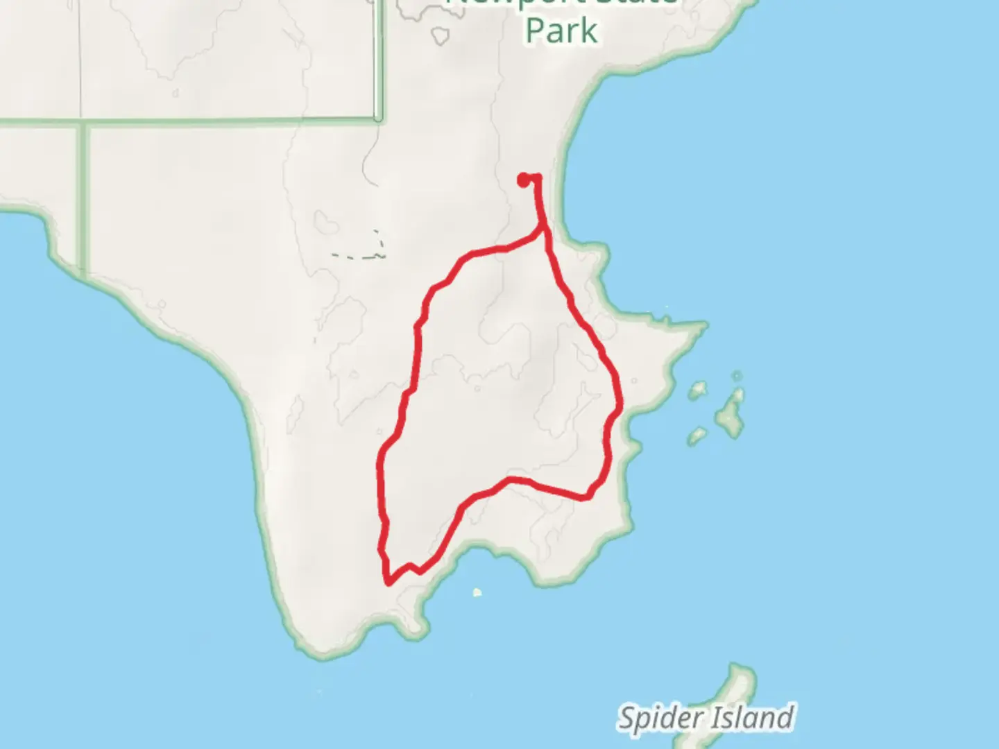 An image depicting the trail Newport Park Road - Rowleys Bay Loop and its surrounding area.
