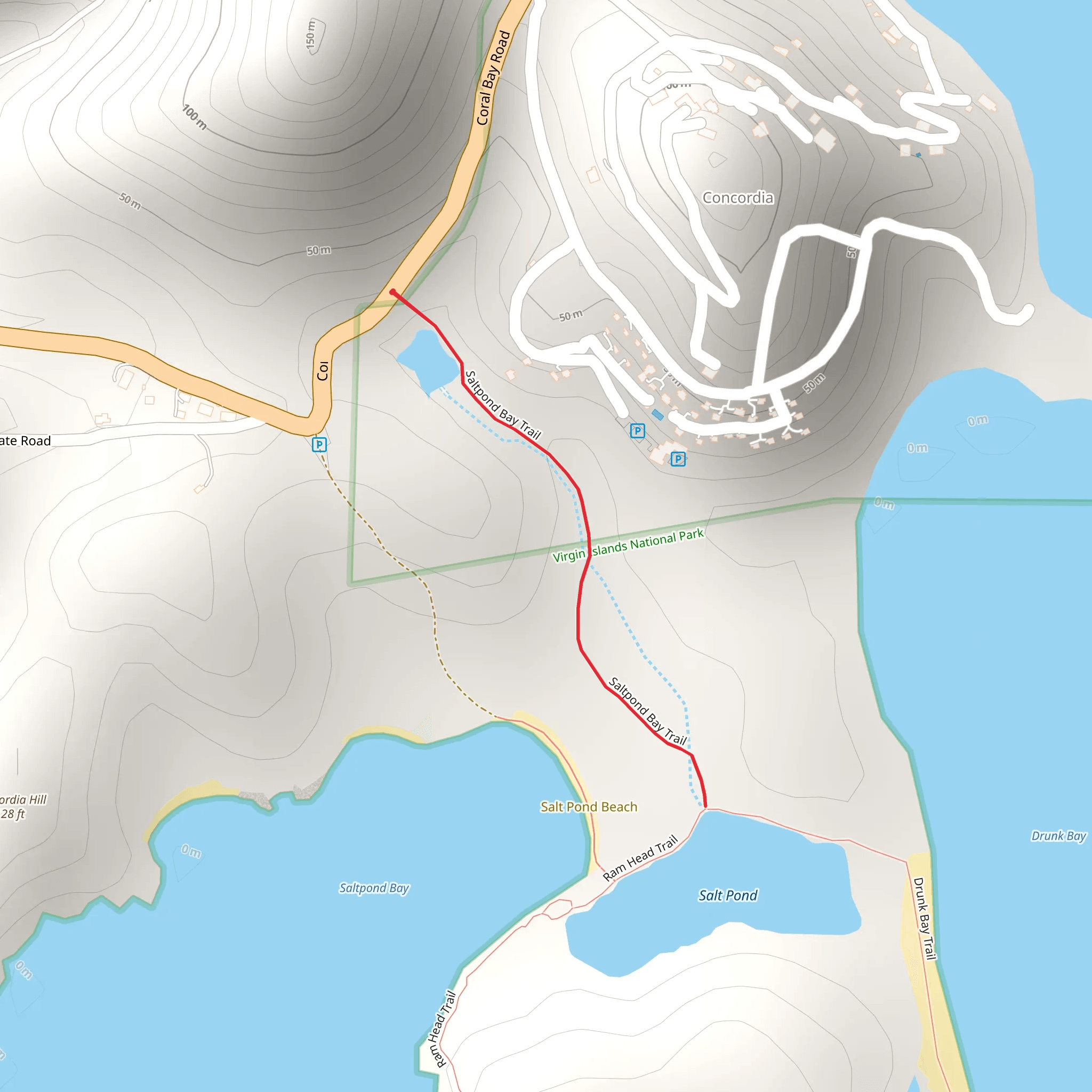 Salt Pond Bay Trail mobile static map