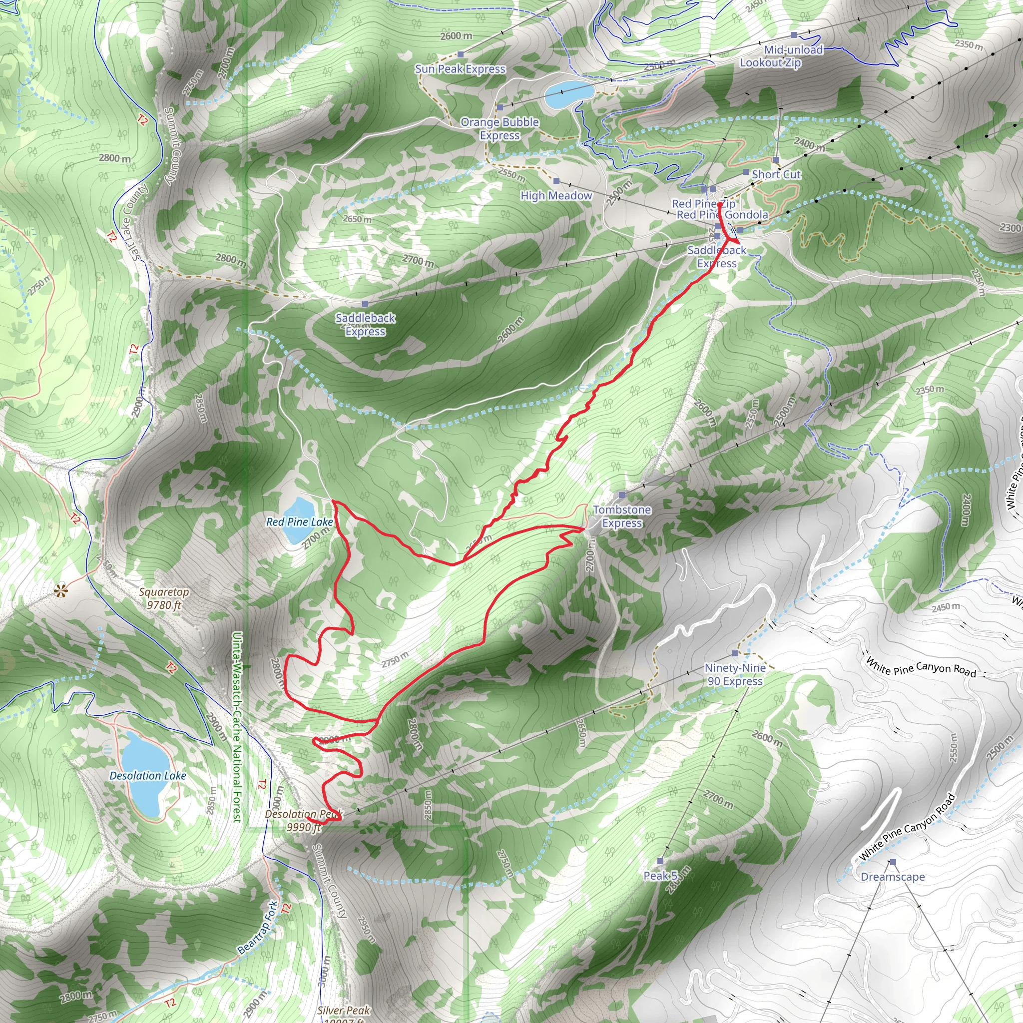 Tombstone Trail and Fantasy Ridge Trail mobile static map