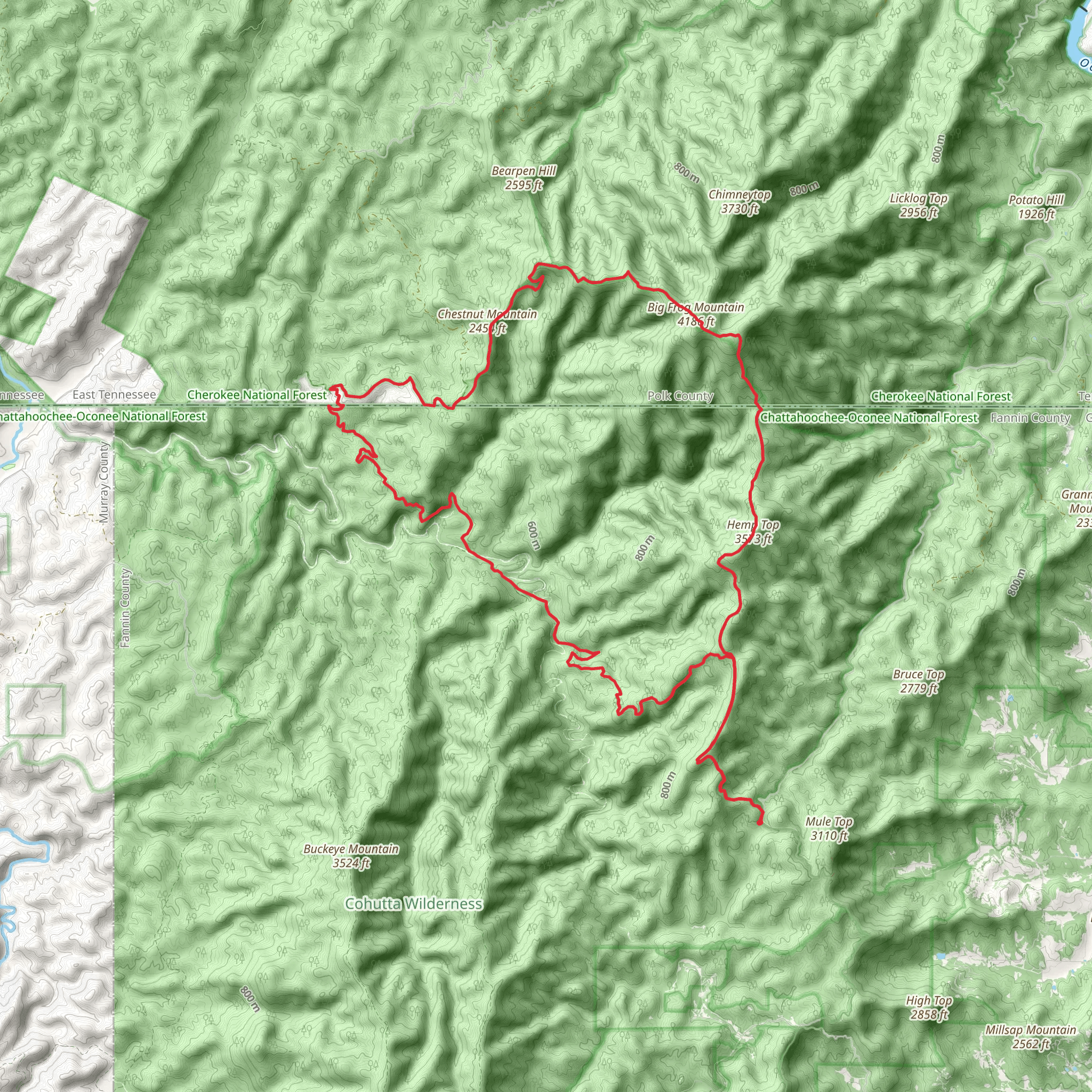 Hemp Top, Big Frog Mountain and Chestnut Mountain vis Beech Bottom Loop mobile static map