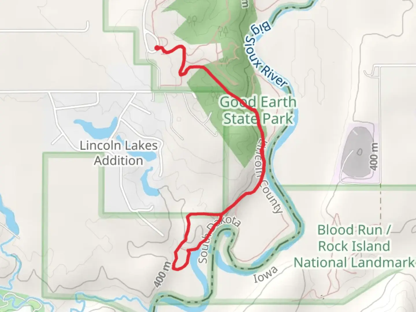 An image depicting the trail Walk to Big Sioux River - Good Earth State Park and its surrounding area.