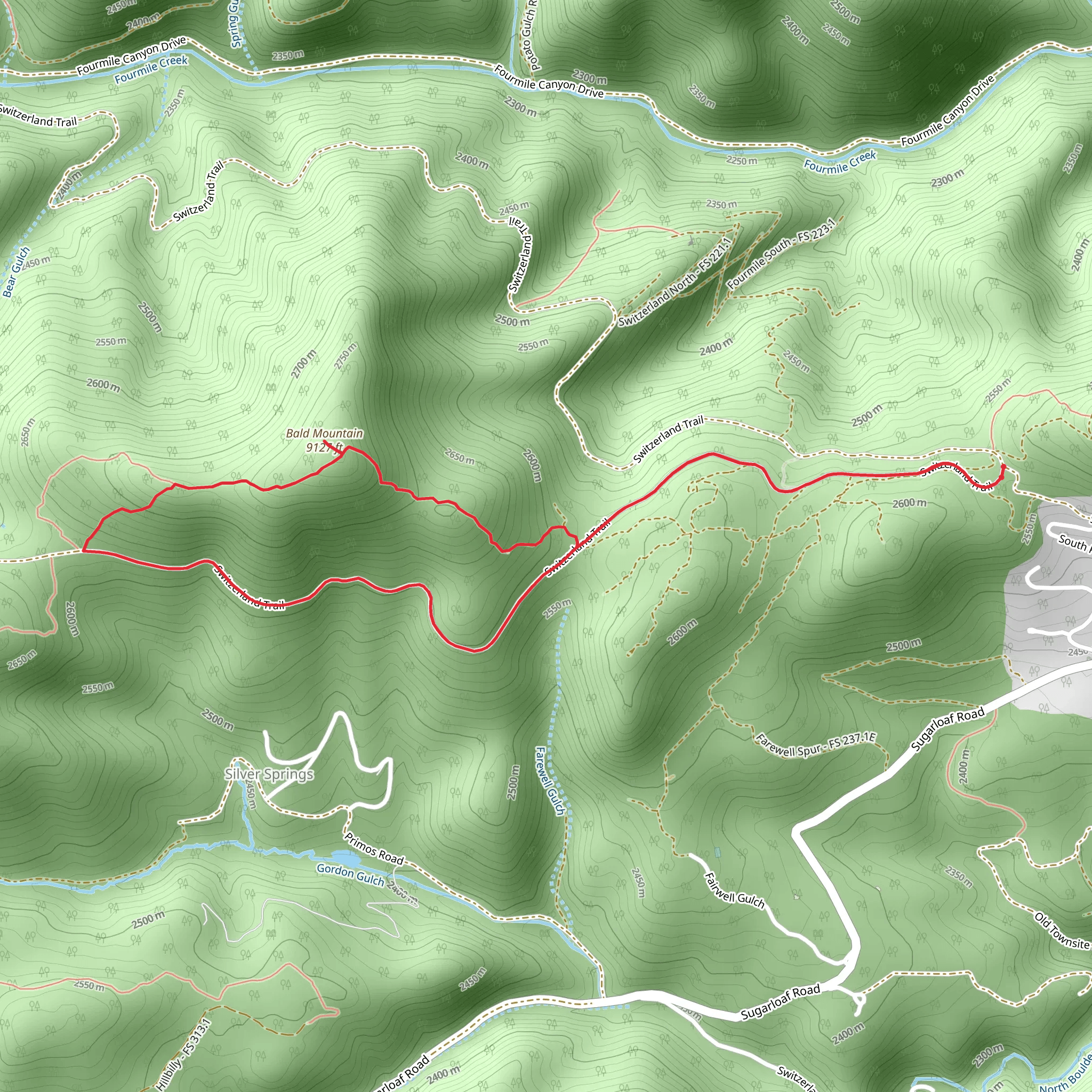 Bald Mountain Loop via Switzerland Trail mobile static map