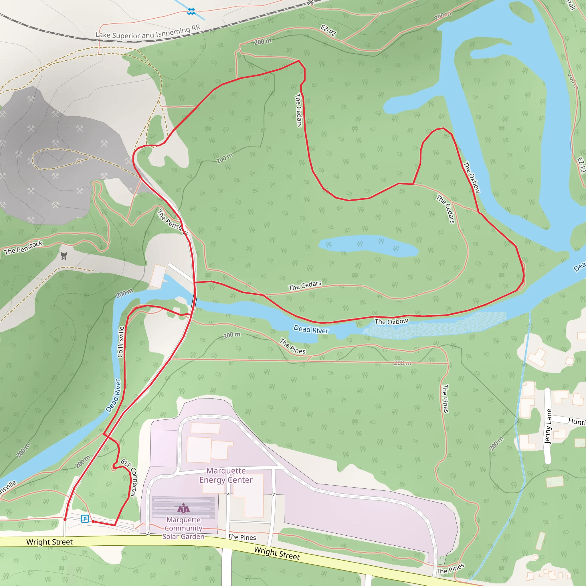 Collinsville, The Oxbow and The Cedars Loop mobile static map