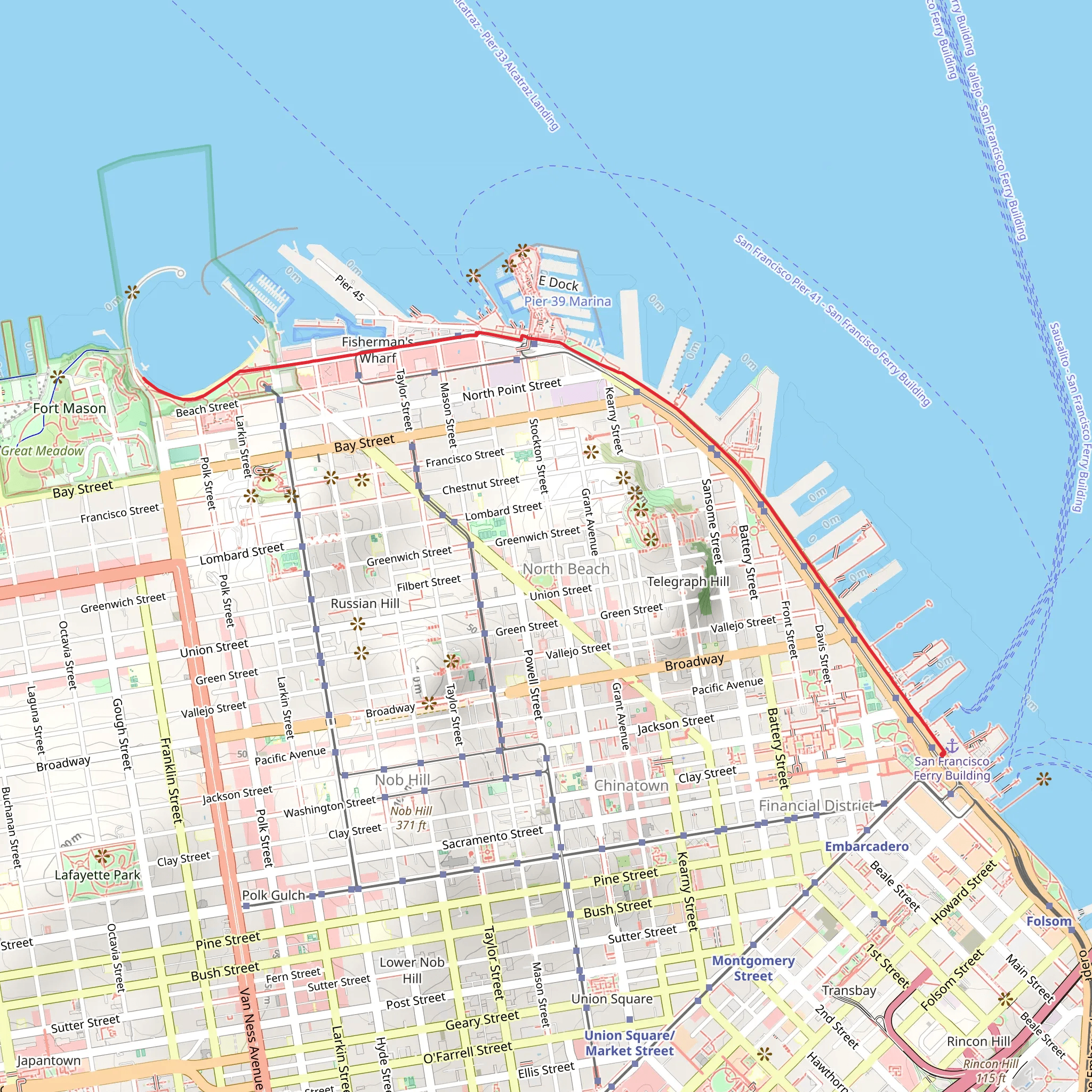 Herb Caen Way from Ferry Building mobile static map