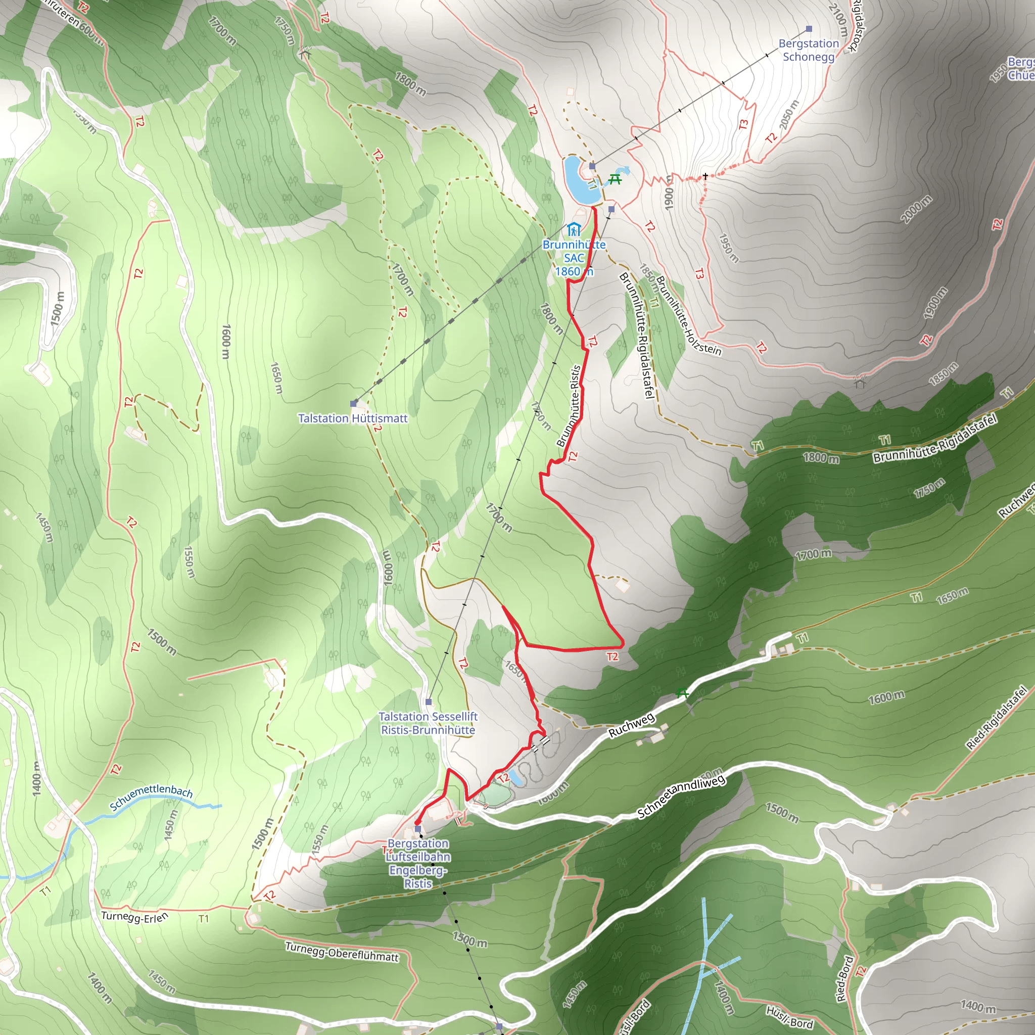 Ristis - Rigidalalp - Brunnihütte mobile static map