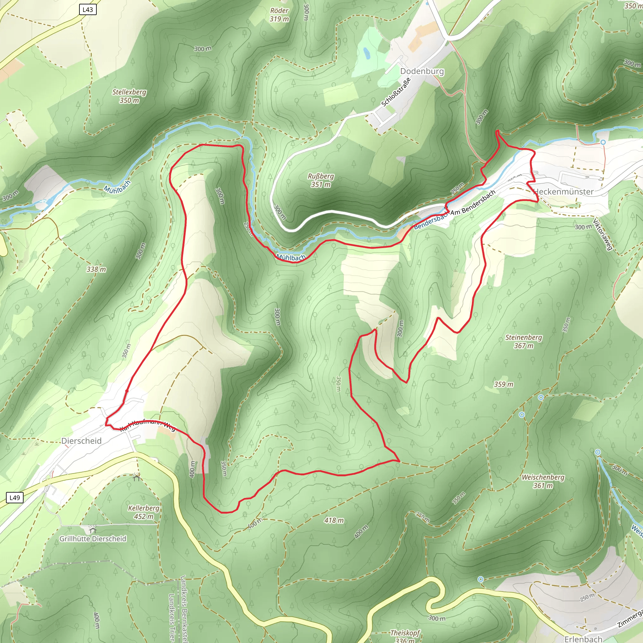 Dierscheid to Heckenmünster Loop via Karlsmuhle mobile static map