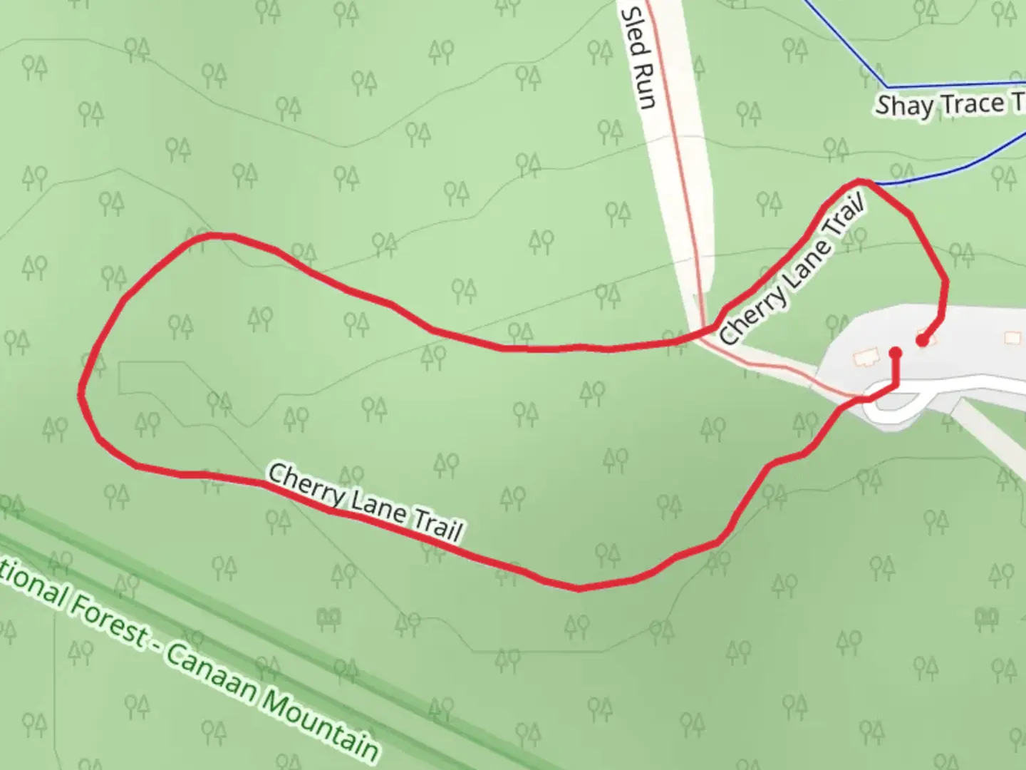An image depicting the trail Cherry Lane Loop Trail and its surrounding area.