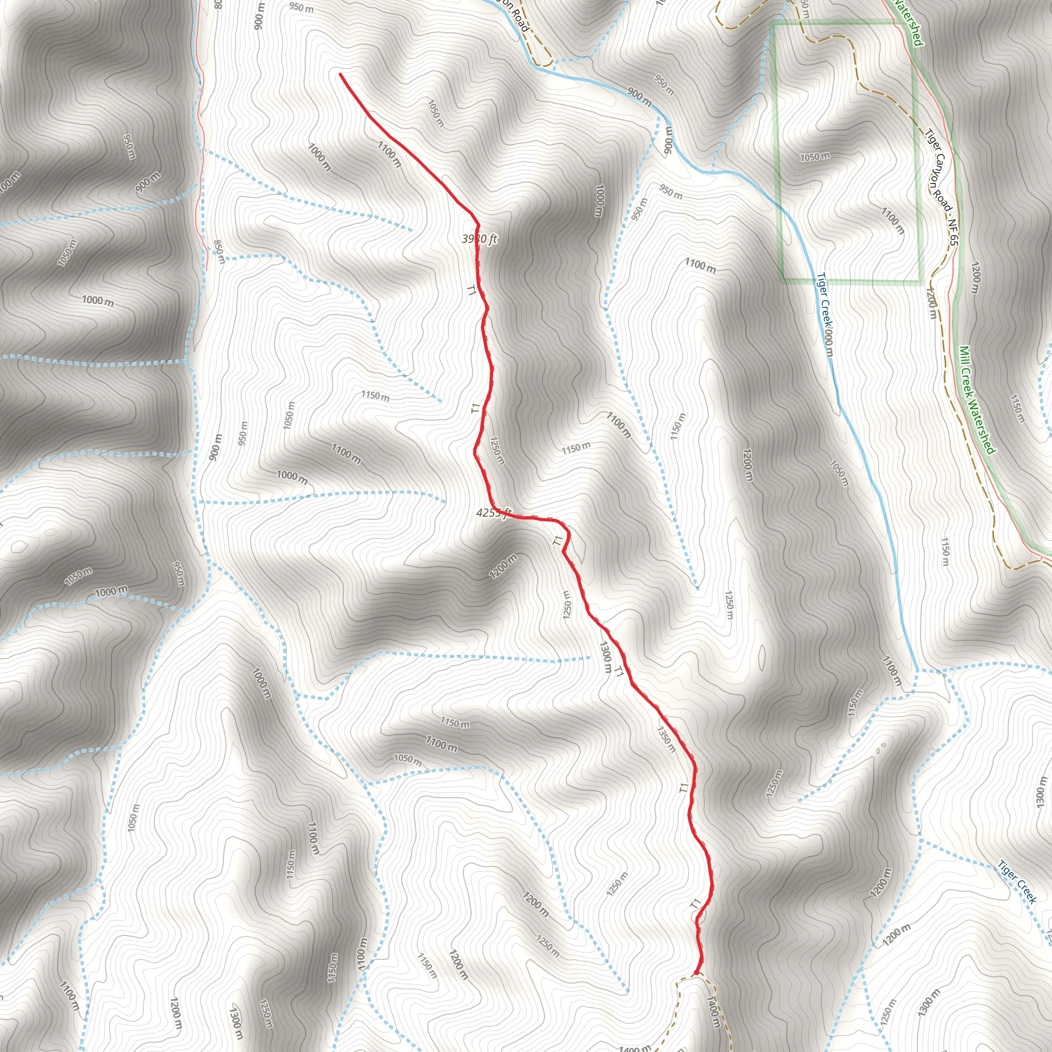Tiger Ridge Trail mobile static map