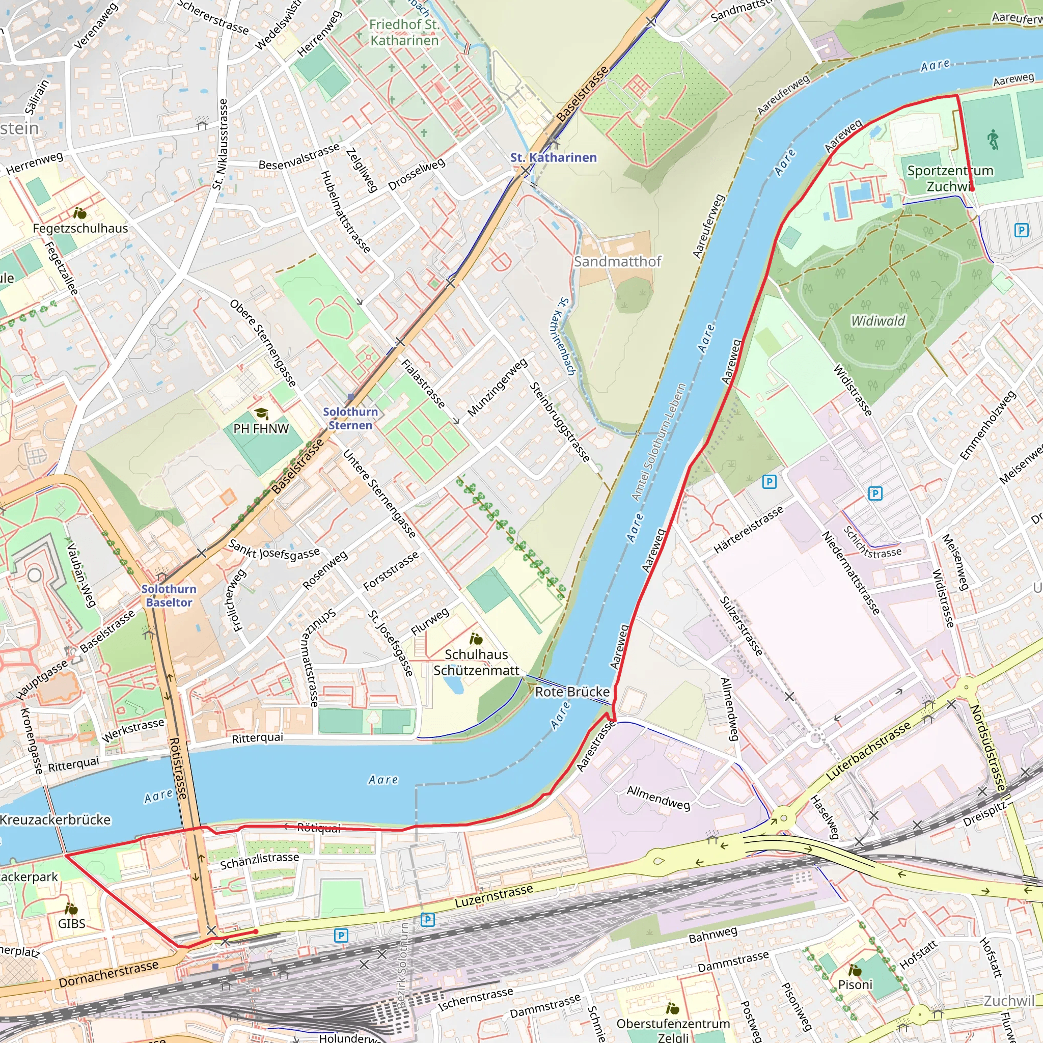 Solothurner Uferweg mobile static map