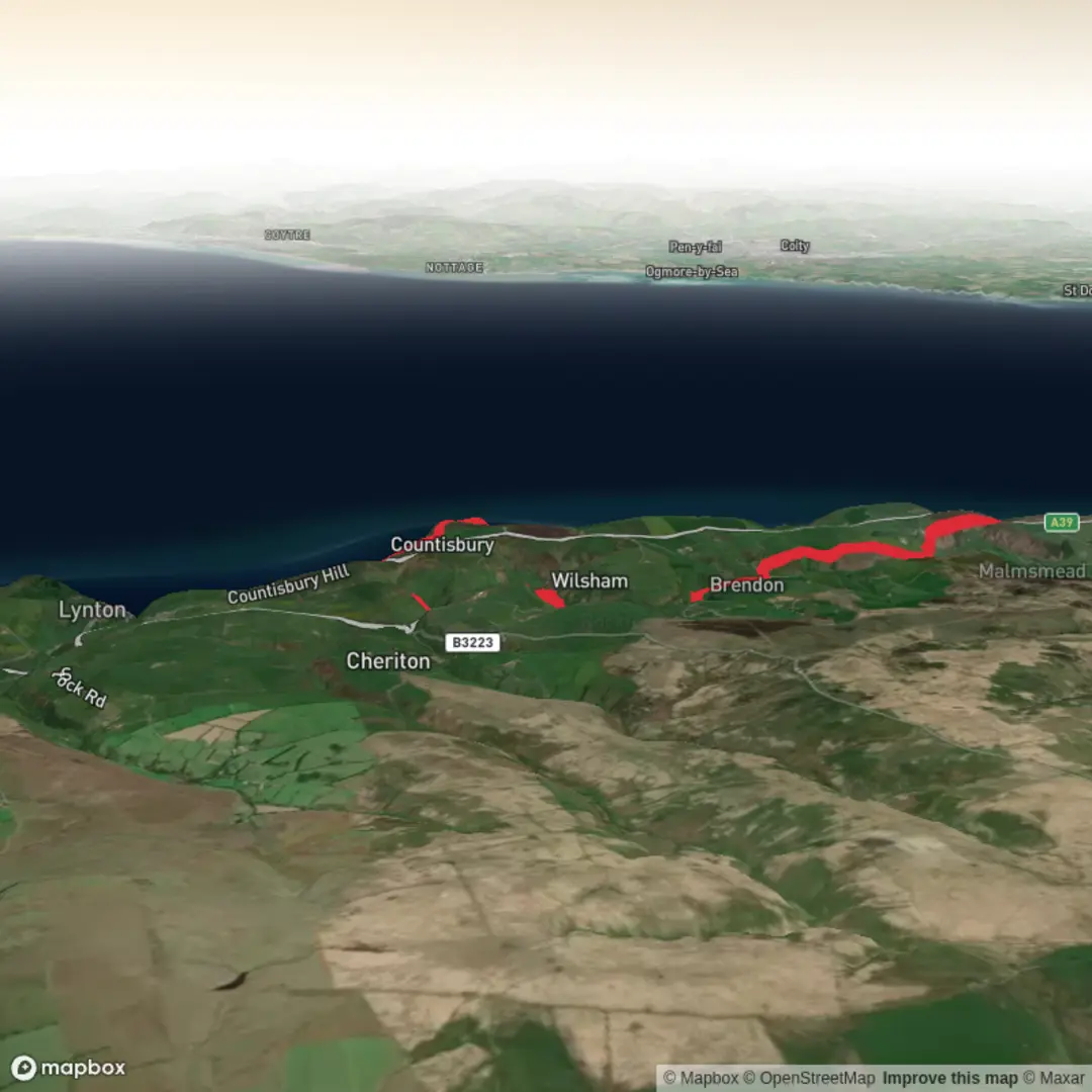 An image depicting the trail Lynton to County Gate Circular - Upper Limits UK and its surrounding area.