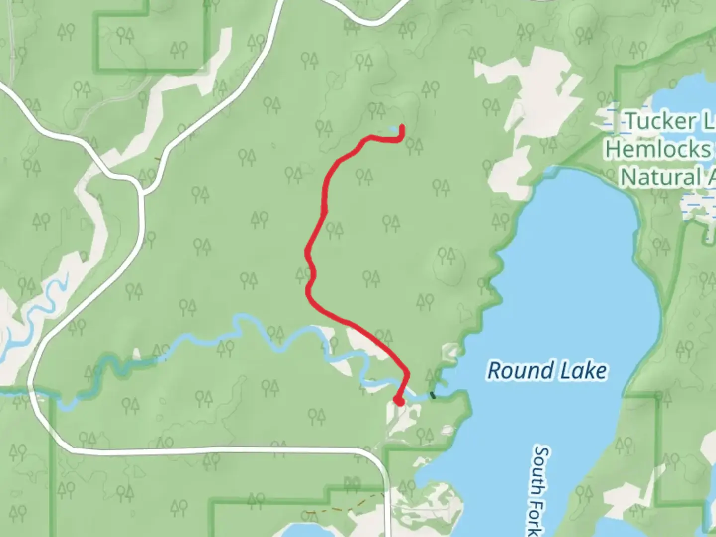 An image depicting the trail Oles Lake via Round Lake F Trail and its surrounding area.